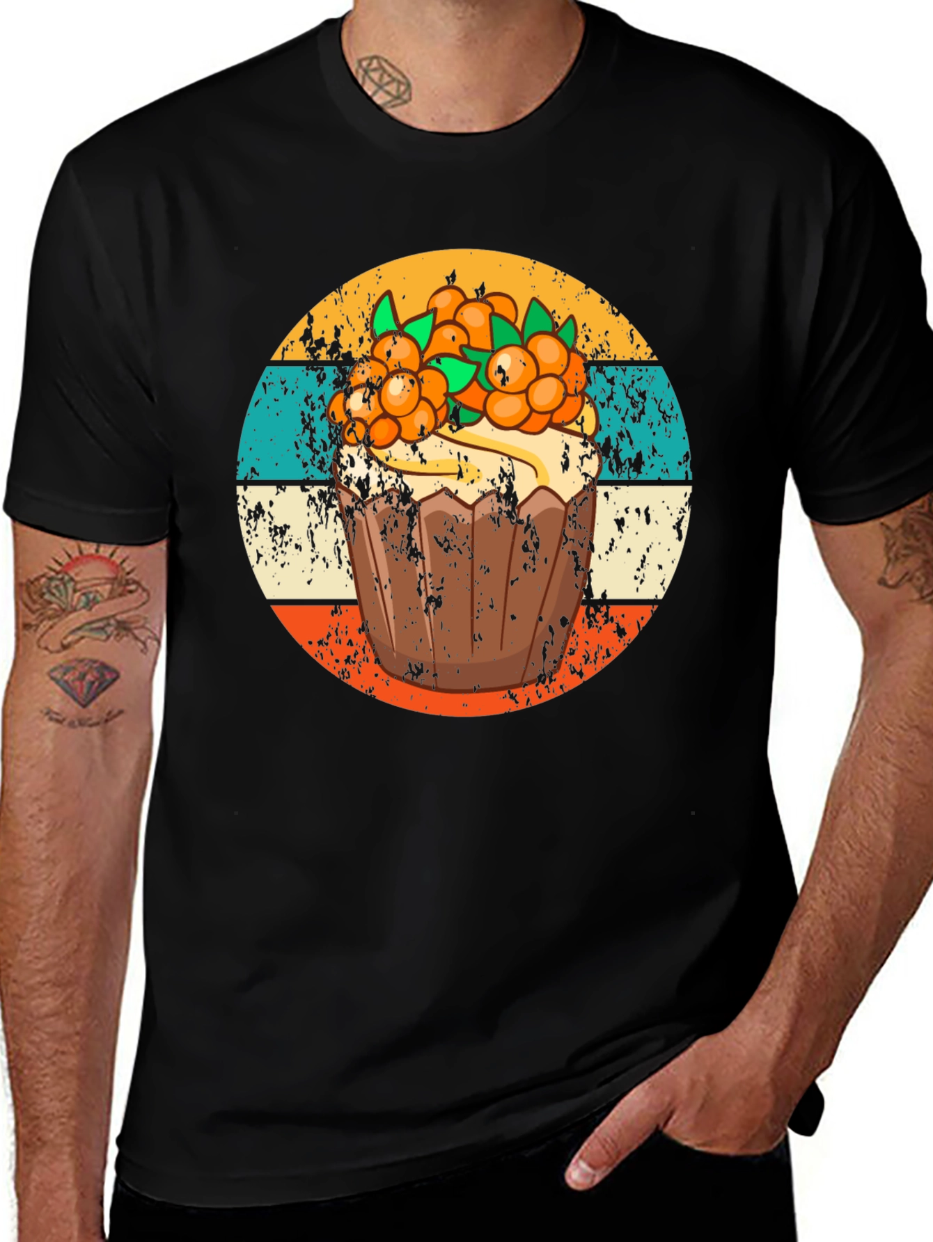 Variant 3 of Retro Cupcake Graphic Tee - Soft Cotton Blend Shirt