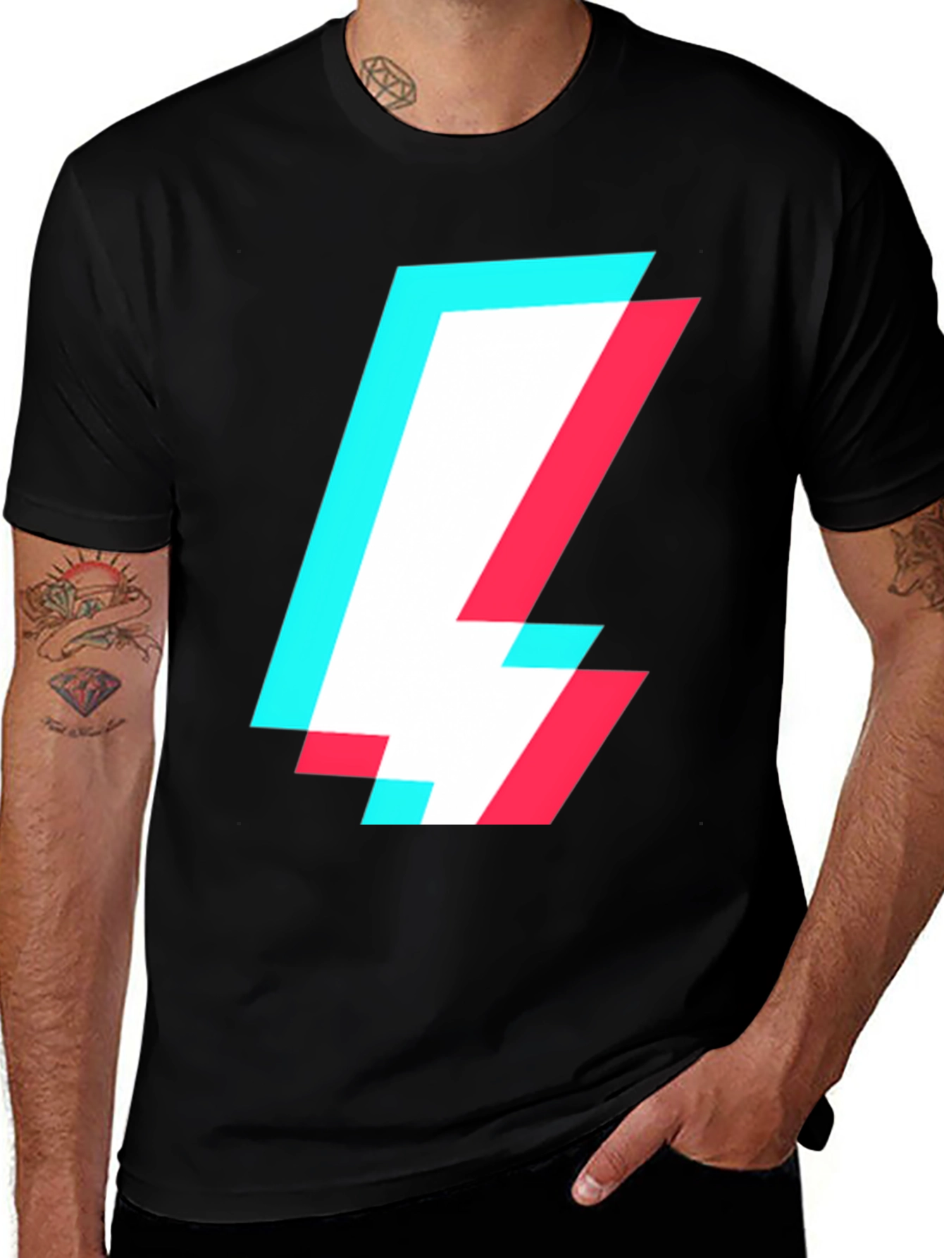 Variant 29 of Abstract Glitch Bolt T-Shirt - Modern Style
