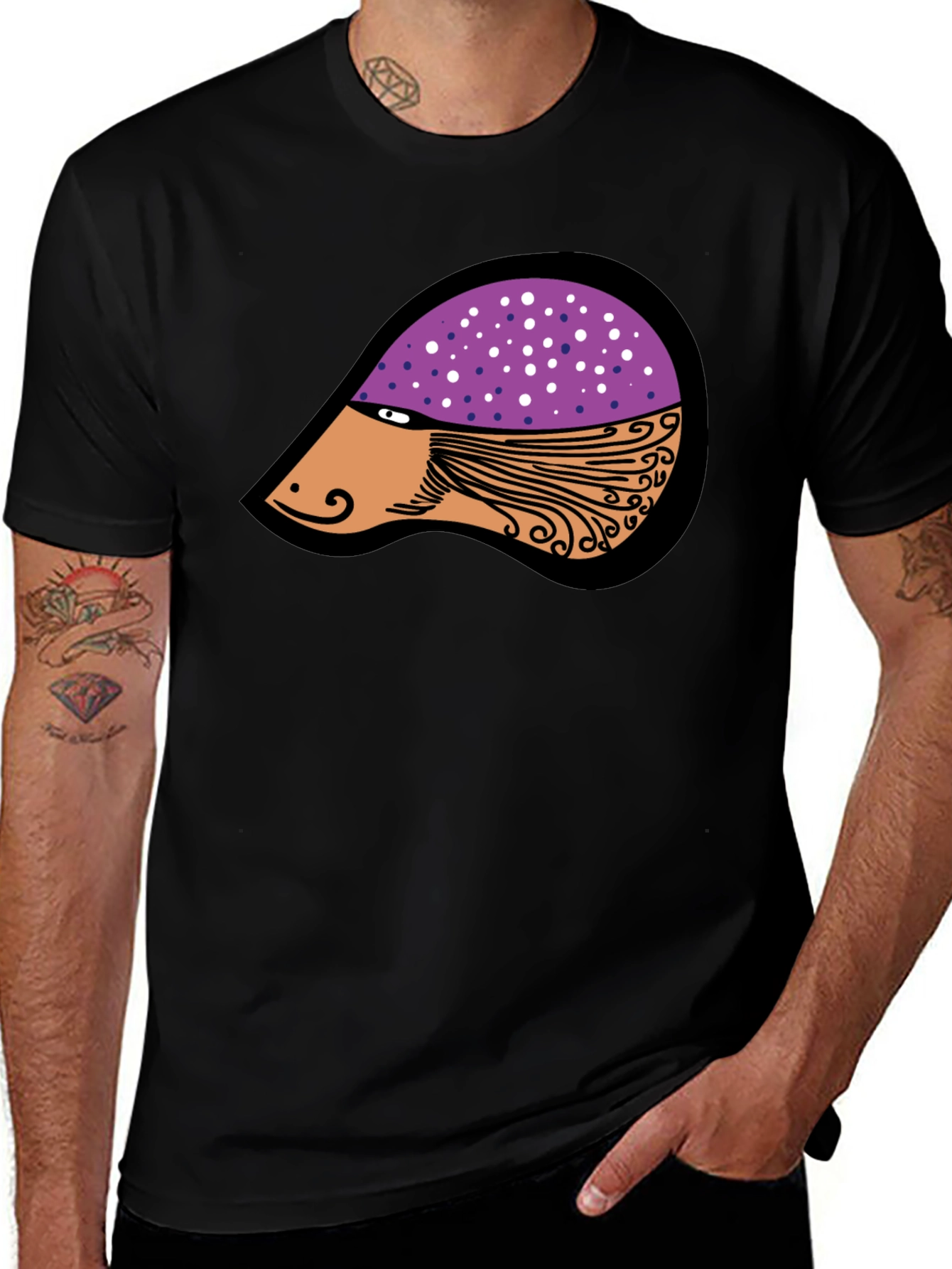 Variant 29 of Funky Platypus Graphic Tee - Black Cotton T-Shirt