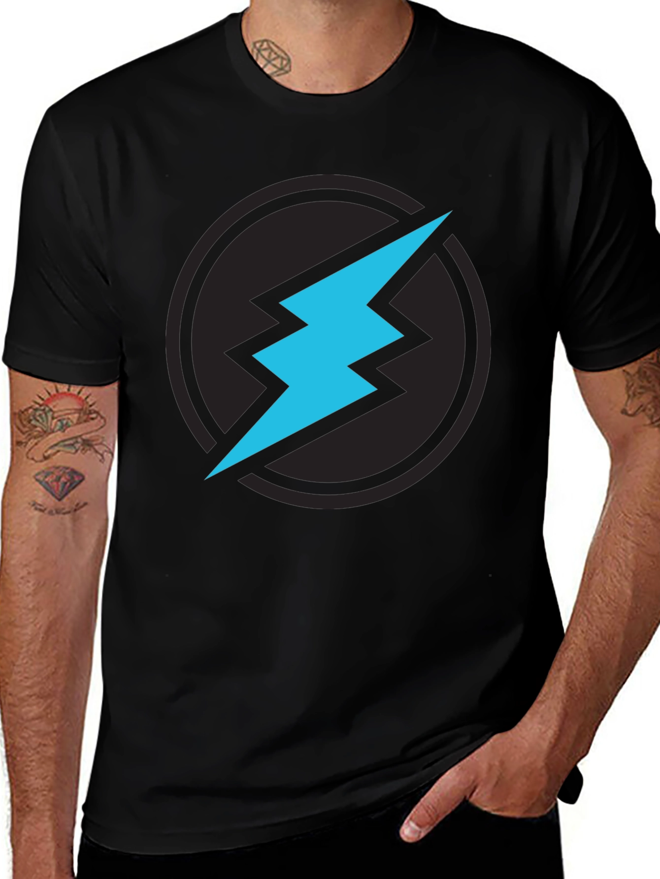 Variant 9 of Electric Blue Bolt Black T-Shirt