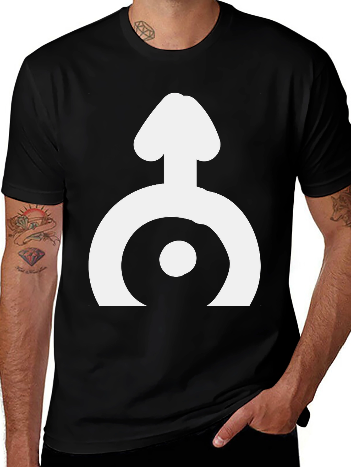 Variant 16 of Black T-Shirt with White Symbol Design