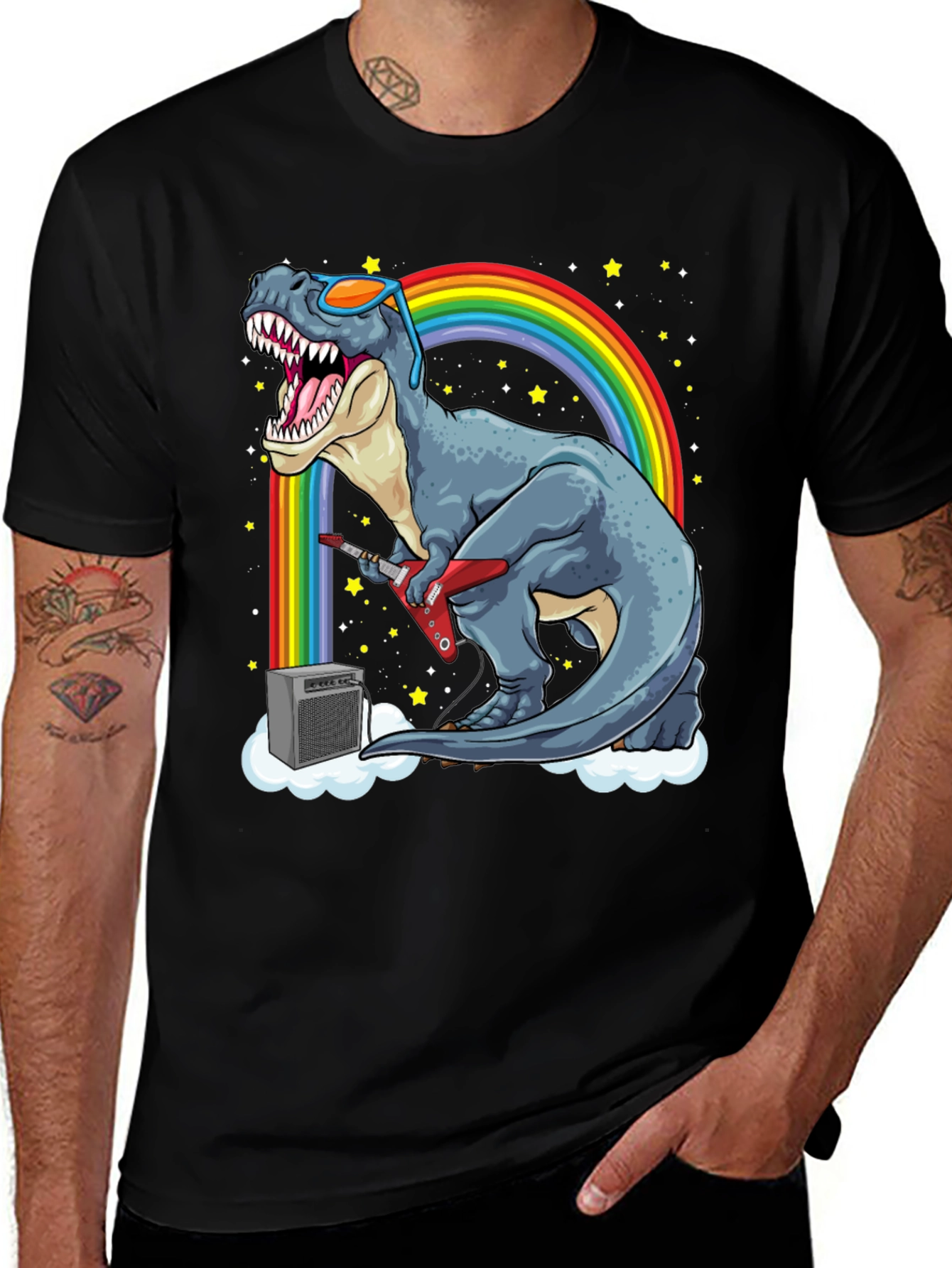 Variant 8 of Dino Guitarist T-Shirt - Rock 'n' Roll Dinosaur!