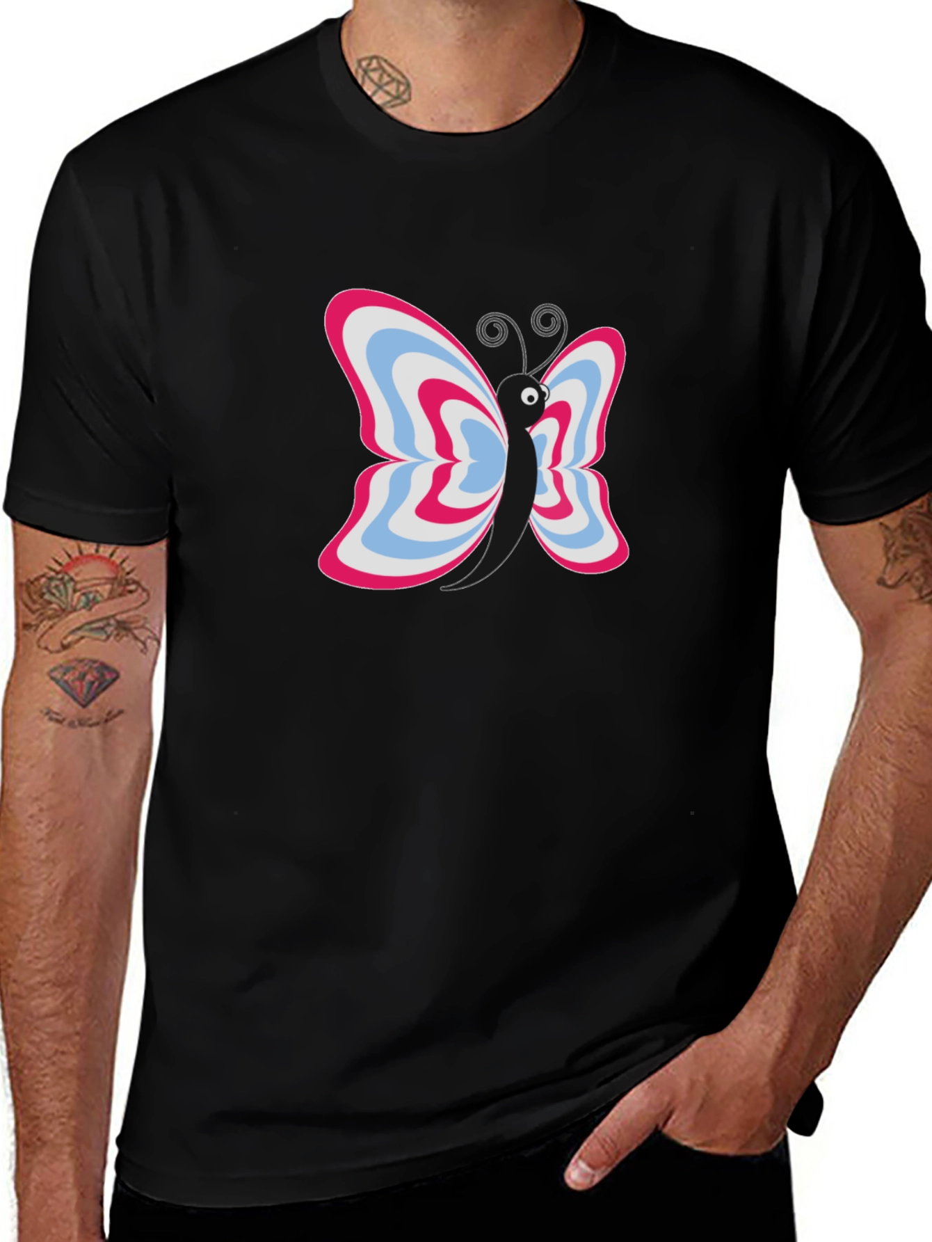 Variant 12 of Butterfly Graphic Black T-Shirt - Fun, Unique Design
