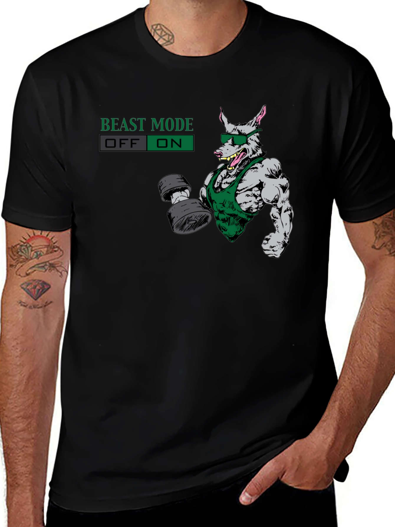 Variant 29 of Beast Mode On Graphic T-Shirt - Gym Rat Design