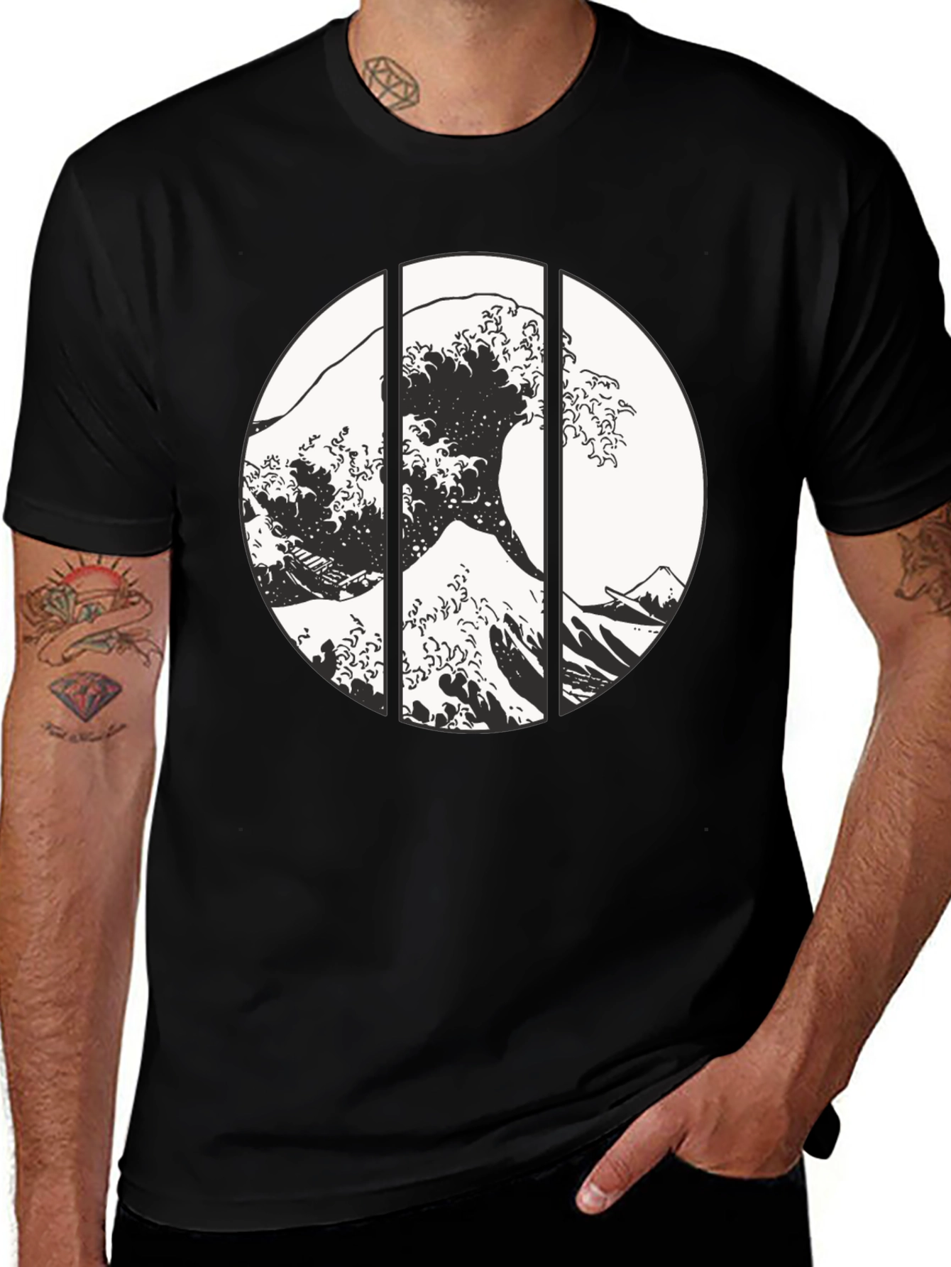 Variant 12 of Great Wave Graphic Tee - Black