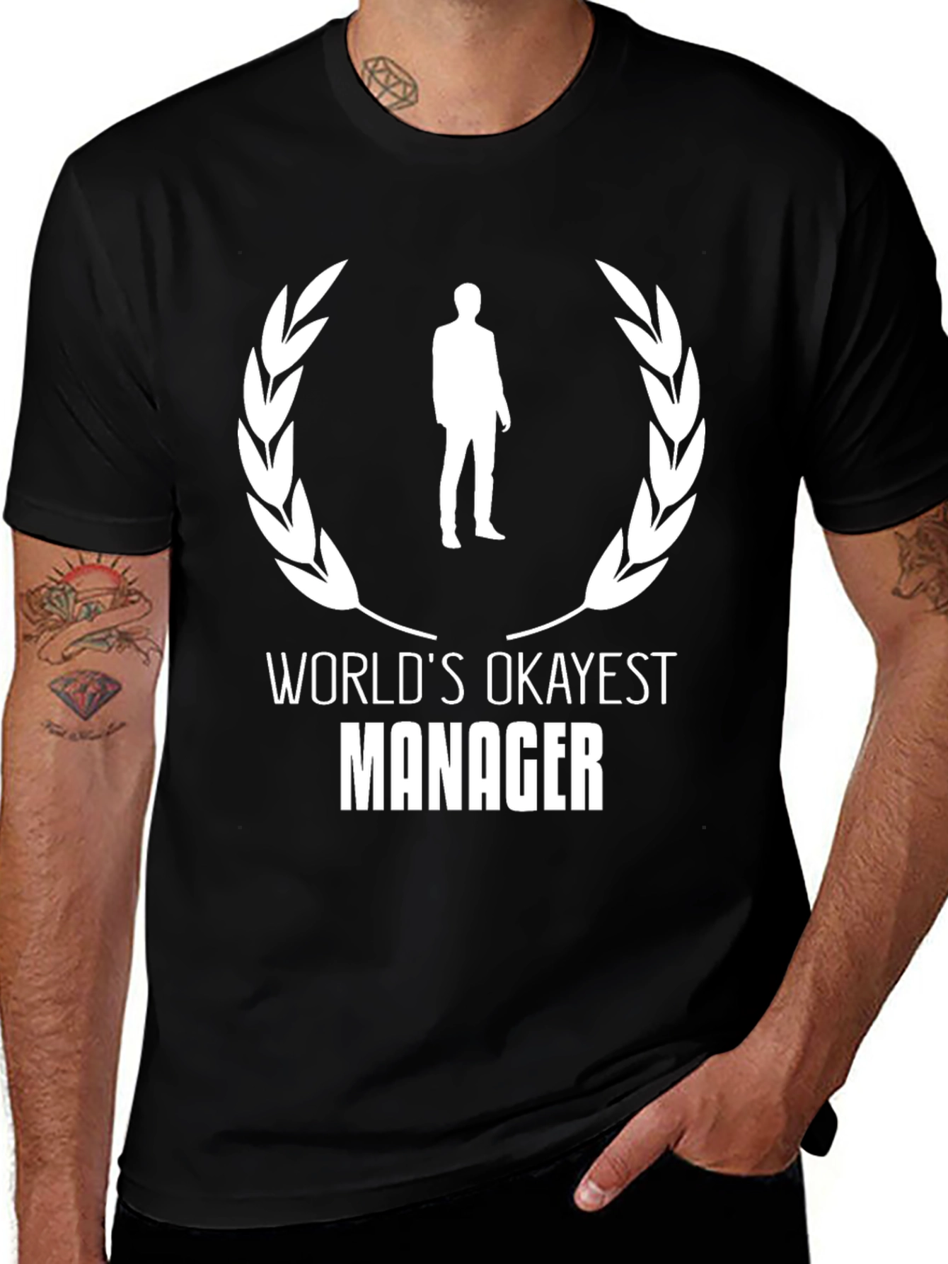 Variant 11 of World's Okayest Manager Black T-Shirt