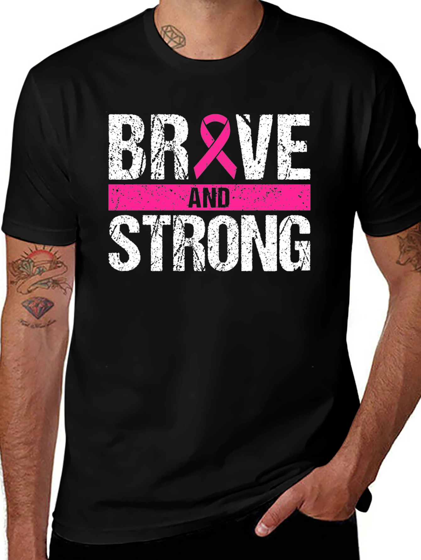 Variant 15 of Brave and Strong Breast Cancer Awareness Tee
