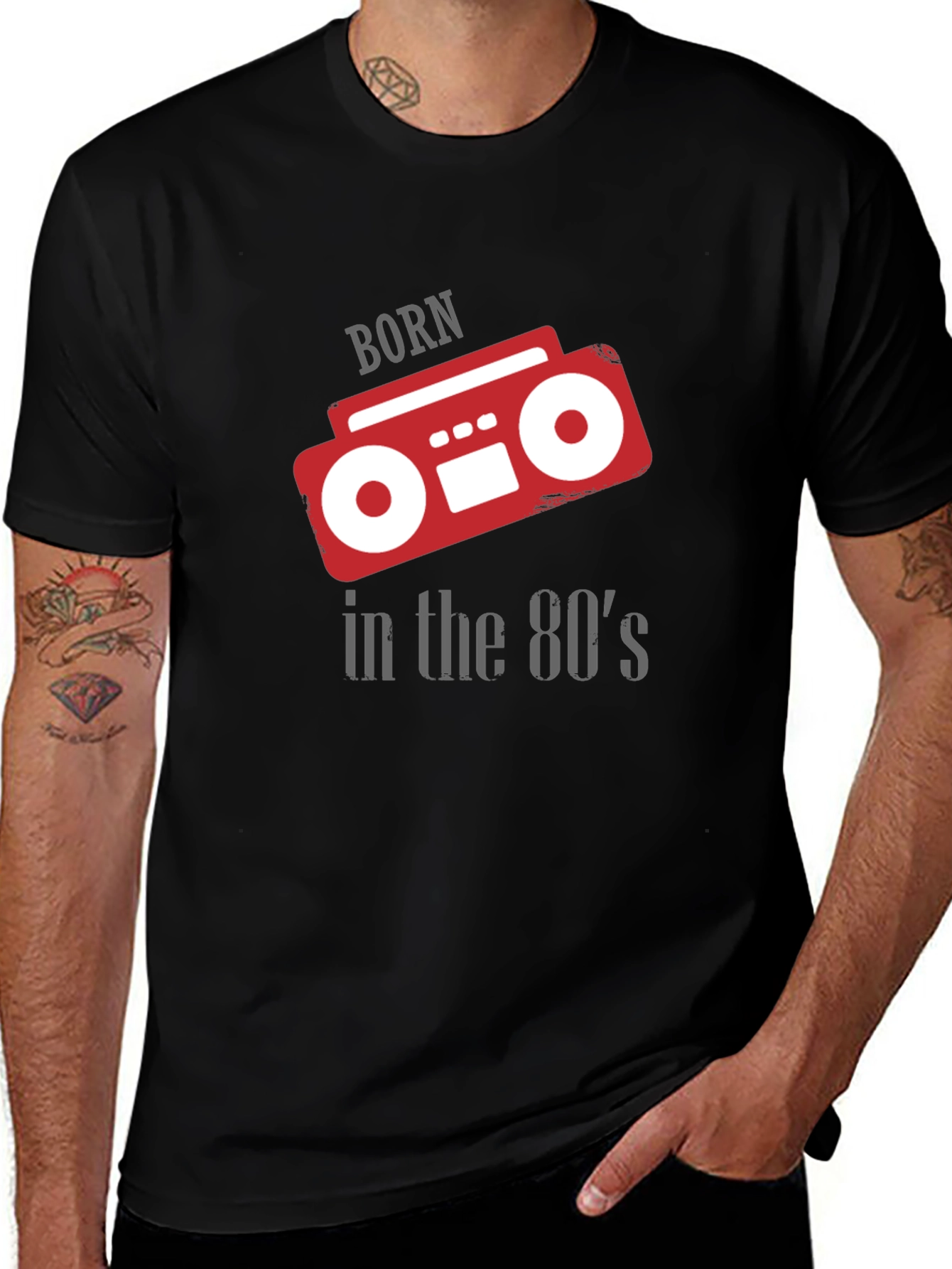 Variant 30 of Born in the 80's Retro Boombox Graphic T-Shirt