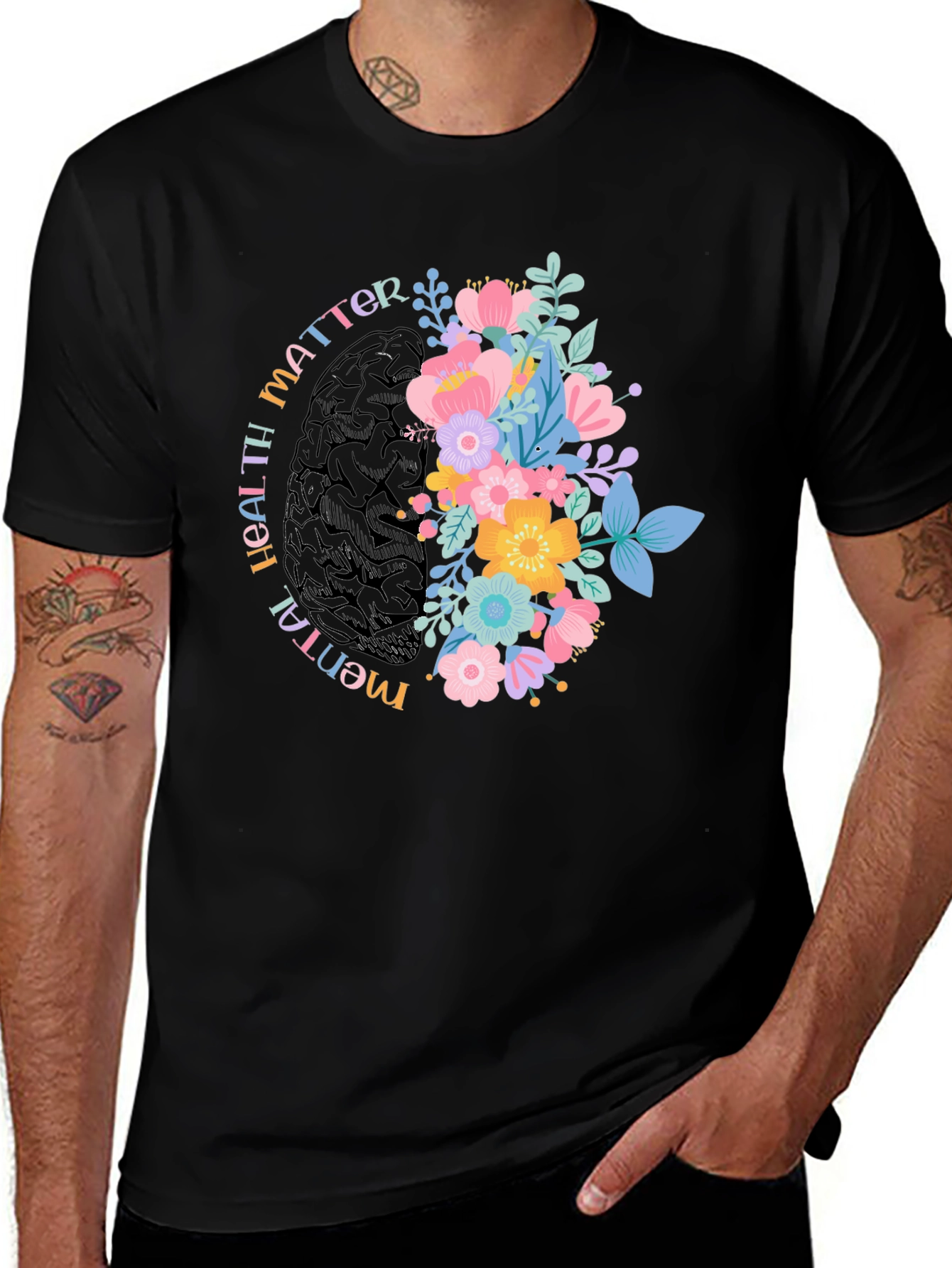Variant 25 of Mental Health Matters Floral Brain Tee