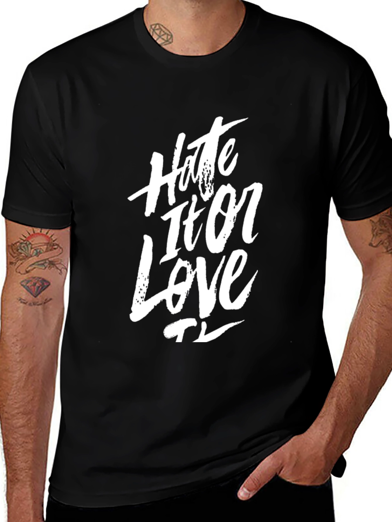 Variant 23 of Hate it or Love it Graphic Tee - Men's Black T-Shirt