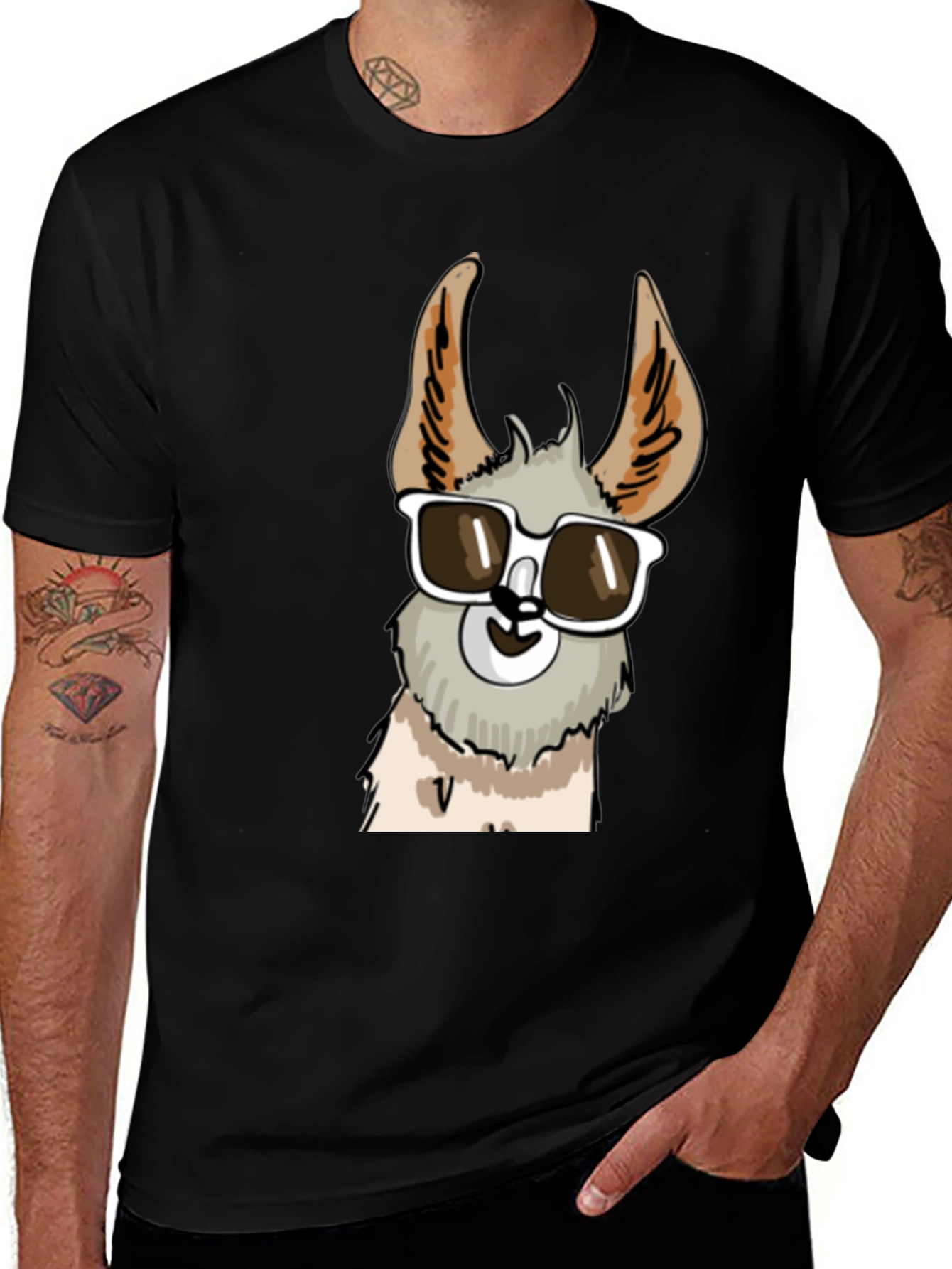 Variant 21 of Cool Llama Graphic Tee - Stylish Black T-Shirt