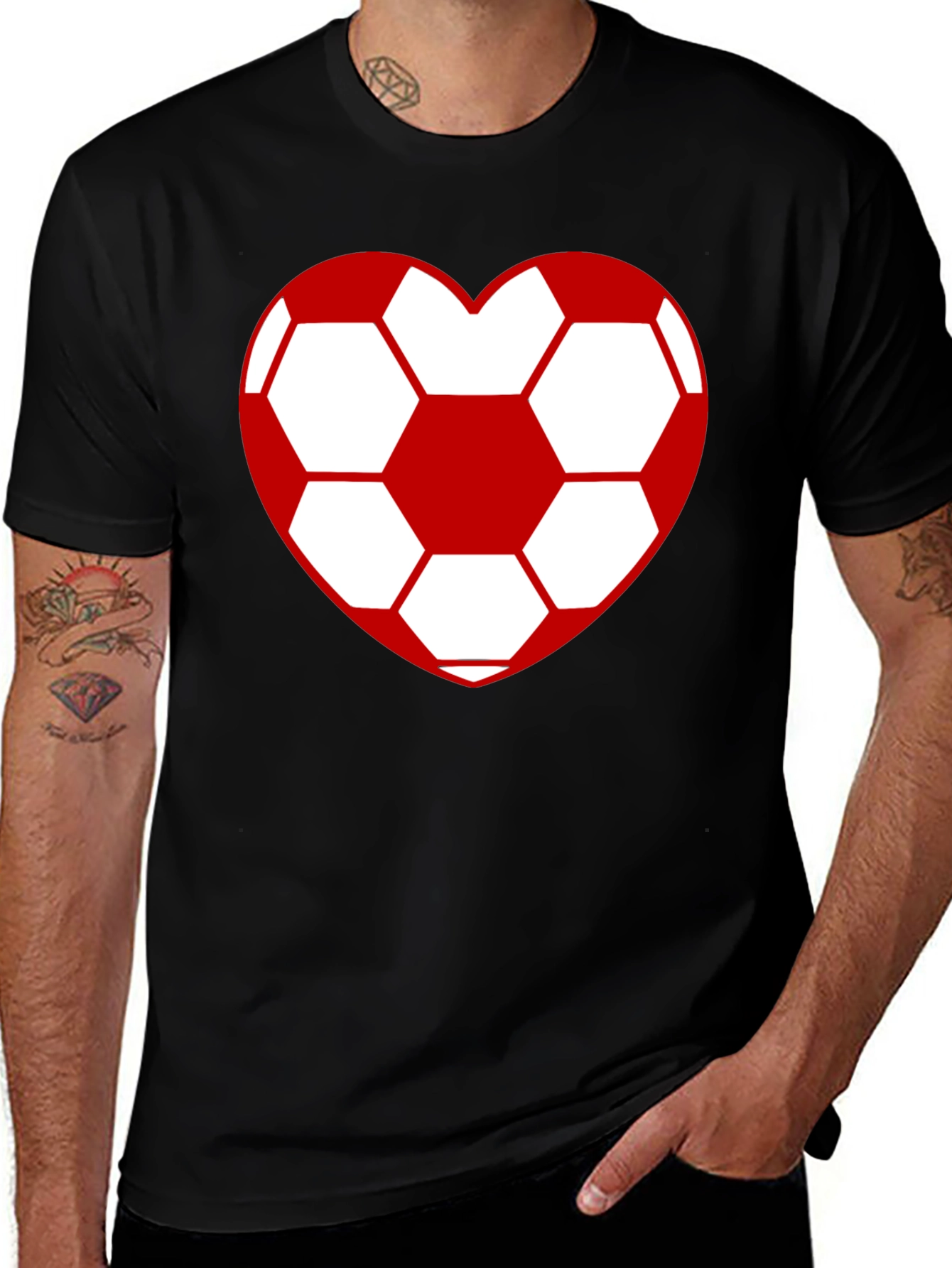 Variant 22 of Soccer Heart T-Shirt - Stylish Black Cotton Tee