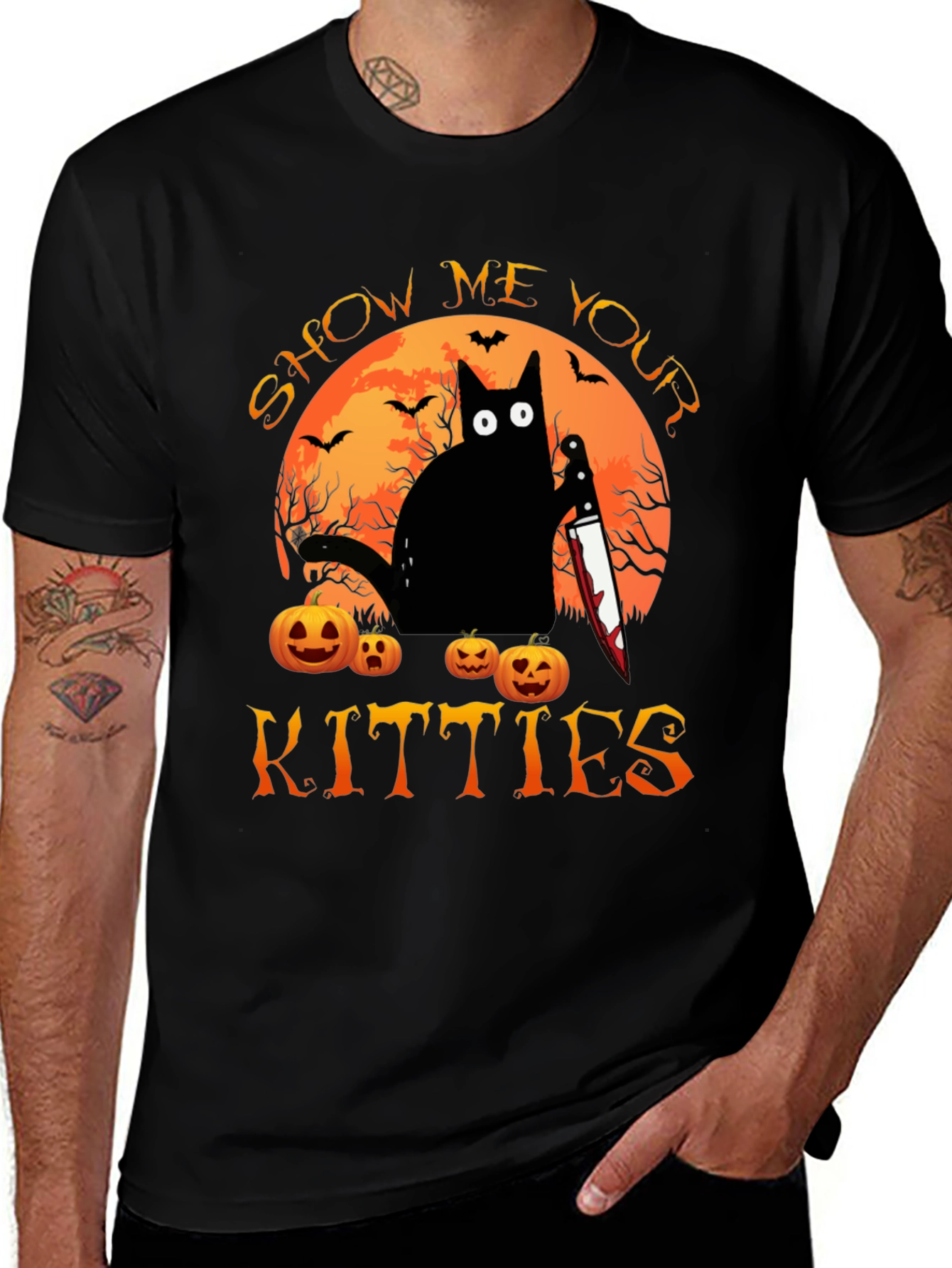 Show Me Your Kitties Halloween Graphic T-Shirt
