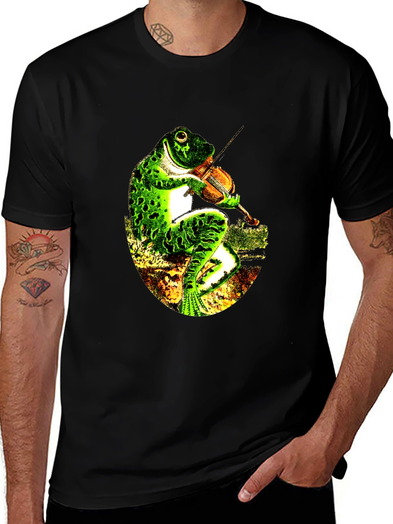 Variant 5 of Frog Playing Violin Black T-Shirt