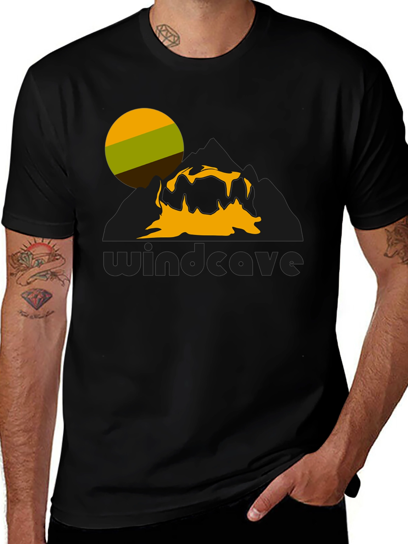 Variant 20 of Windcave Graphic Tee - Nature Inspired Black T-Shirt