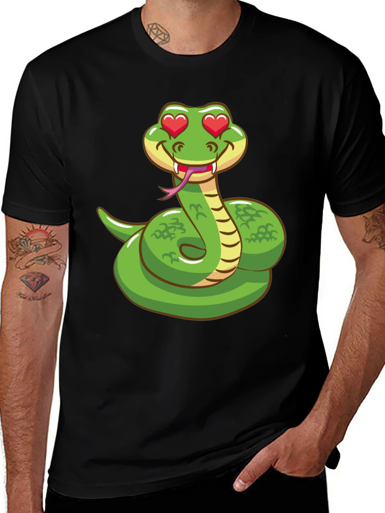 Variant 23 of Snake with Heart Eyes T-Shirt - Cute Reptile Tee