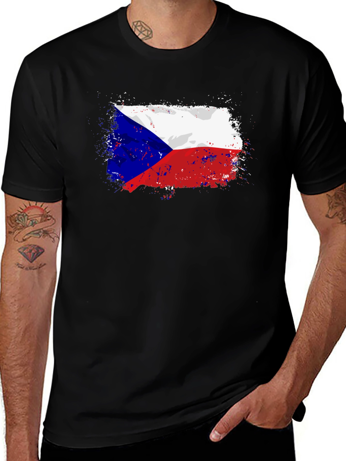 Variant 2 of Czech Republic Flag Splatter T-Shirt