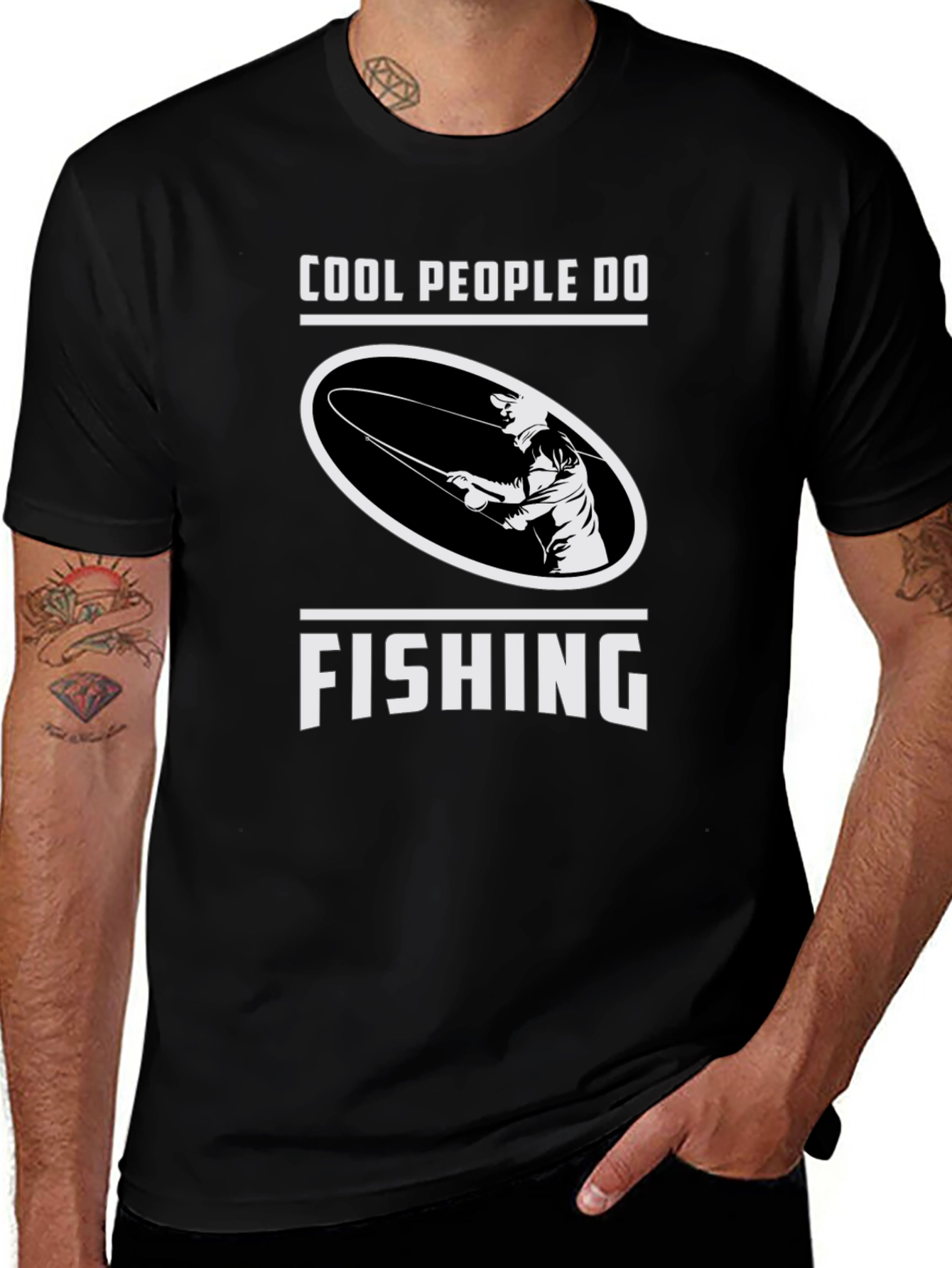 Variant 24 of Cool People Fish Black Graphic Tee