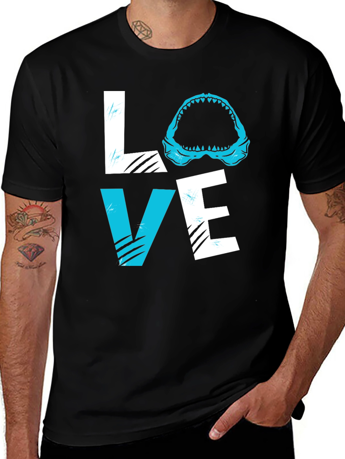 Variant 23 of Shark Love Graphic Tee - Black