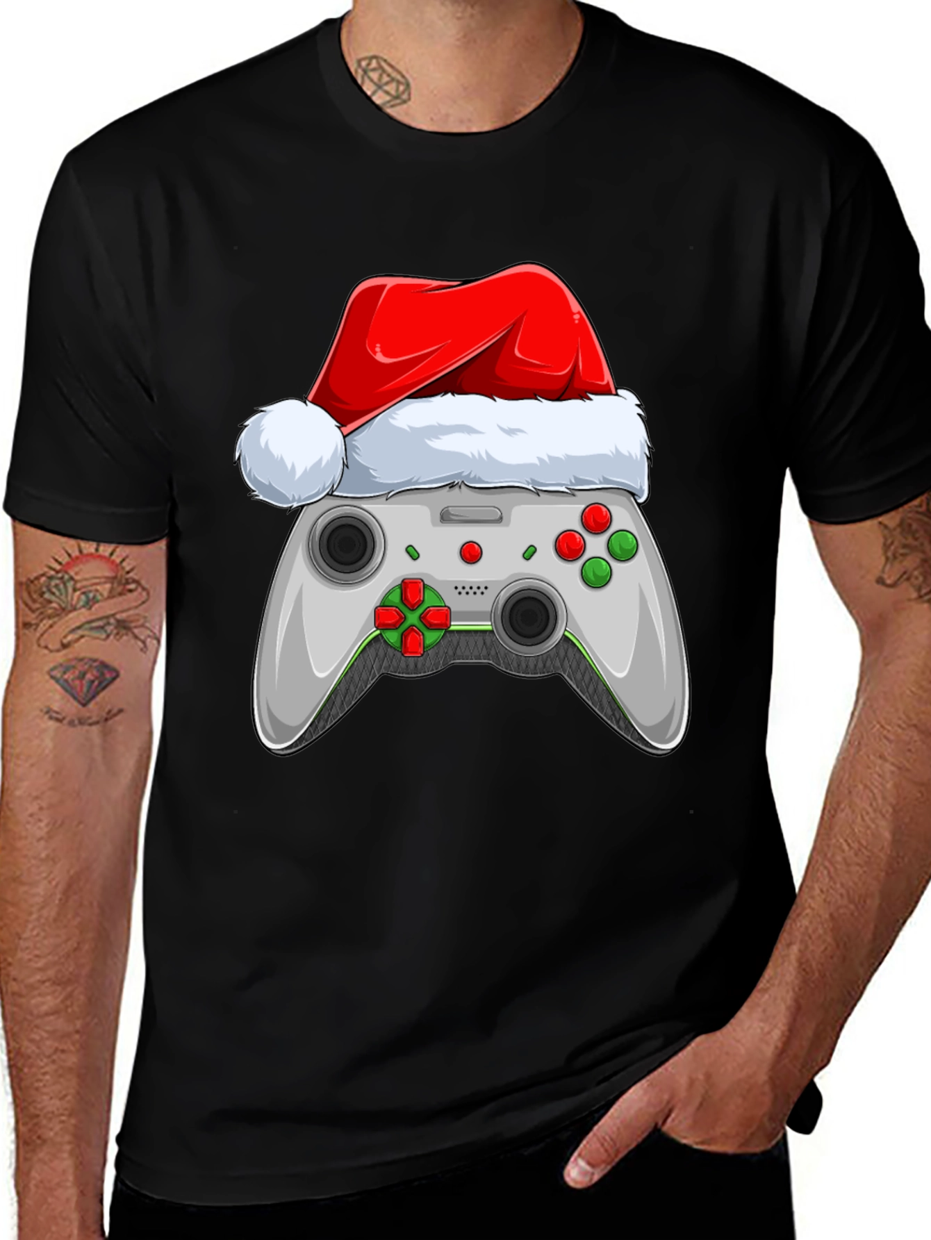 Festive Gamer T-Shirt - Holiday Controller Design