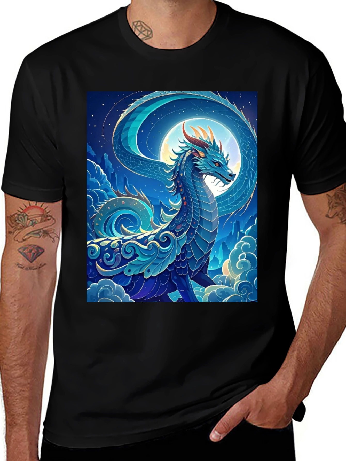 Variant 5 of Celestial Dragon Graphic Tee - Fantasy Style