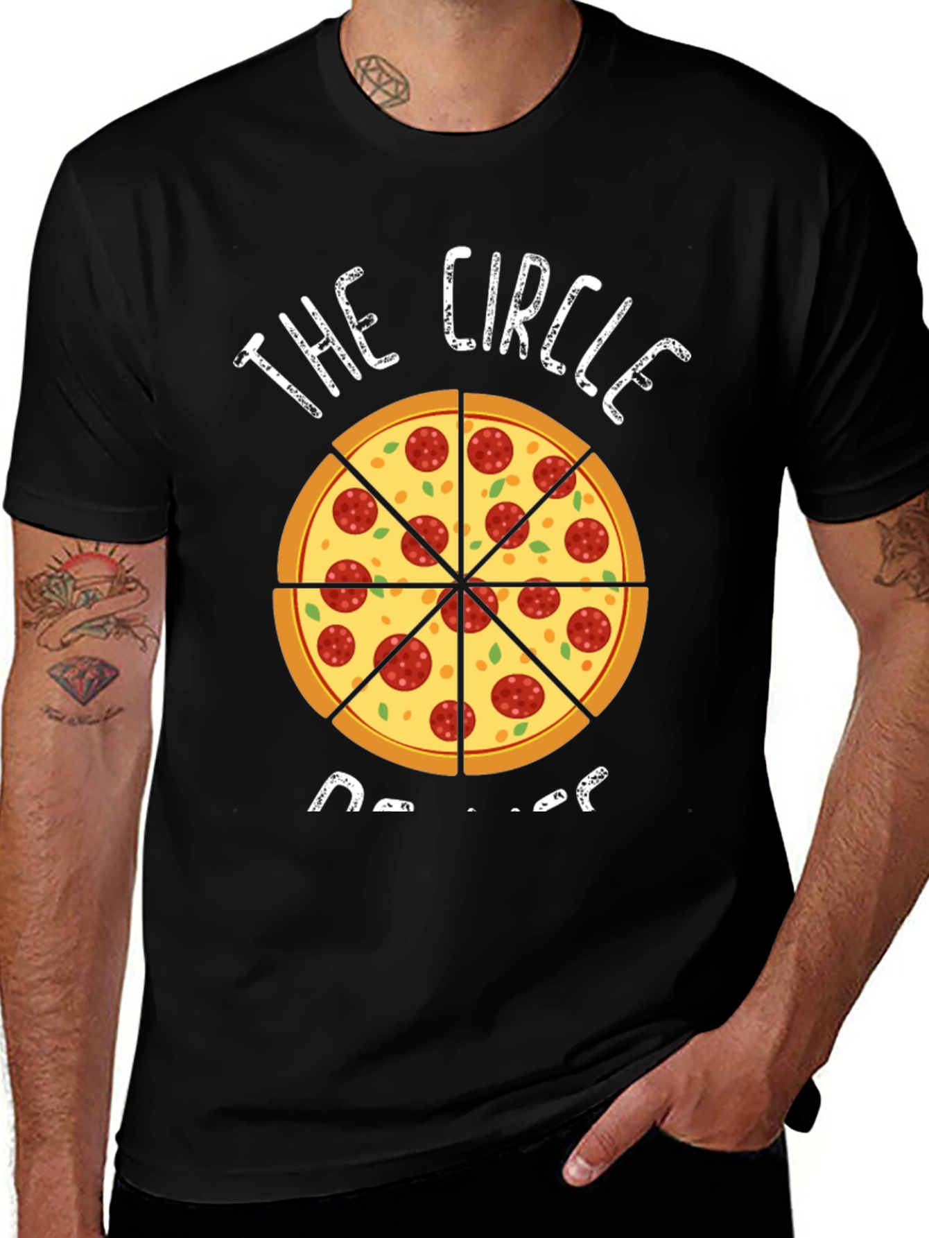 Variant 25 of Pizza Slice Graphic Tee - "The Circle of Trust"