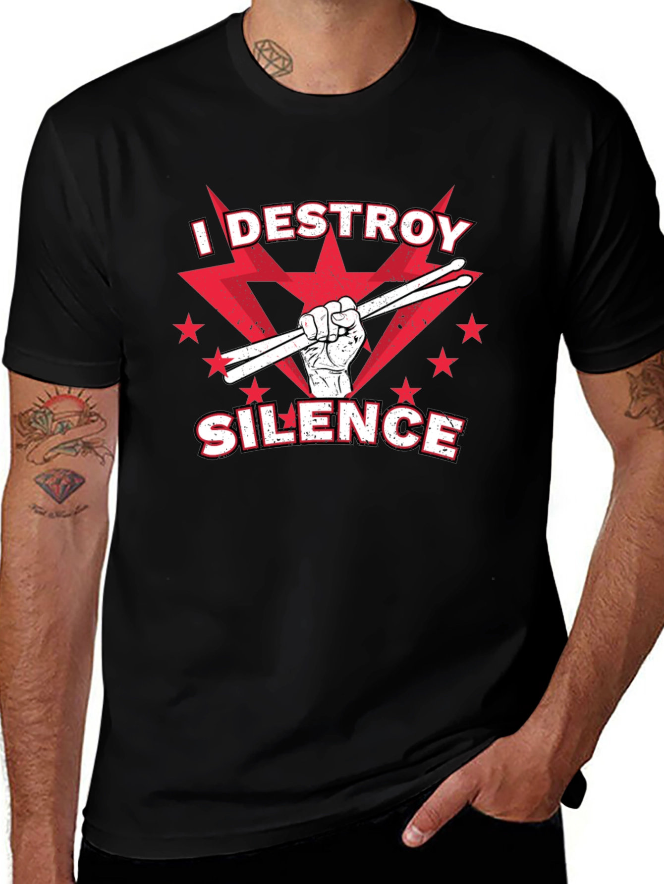 Destroy Silence T-Shirt - Drummer Graphic Tee