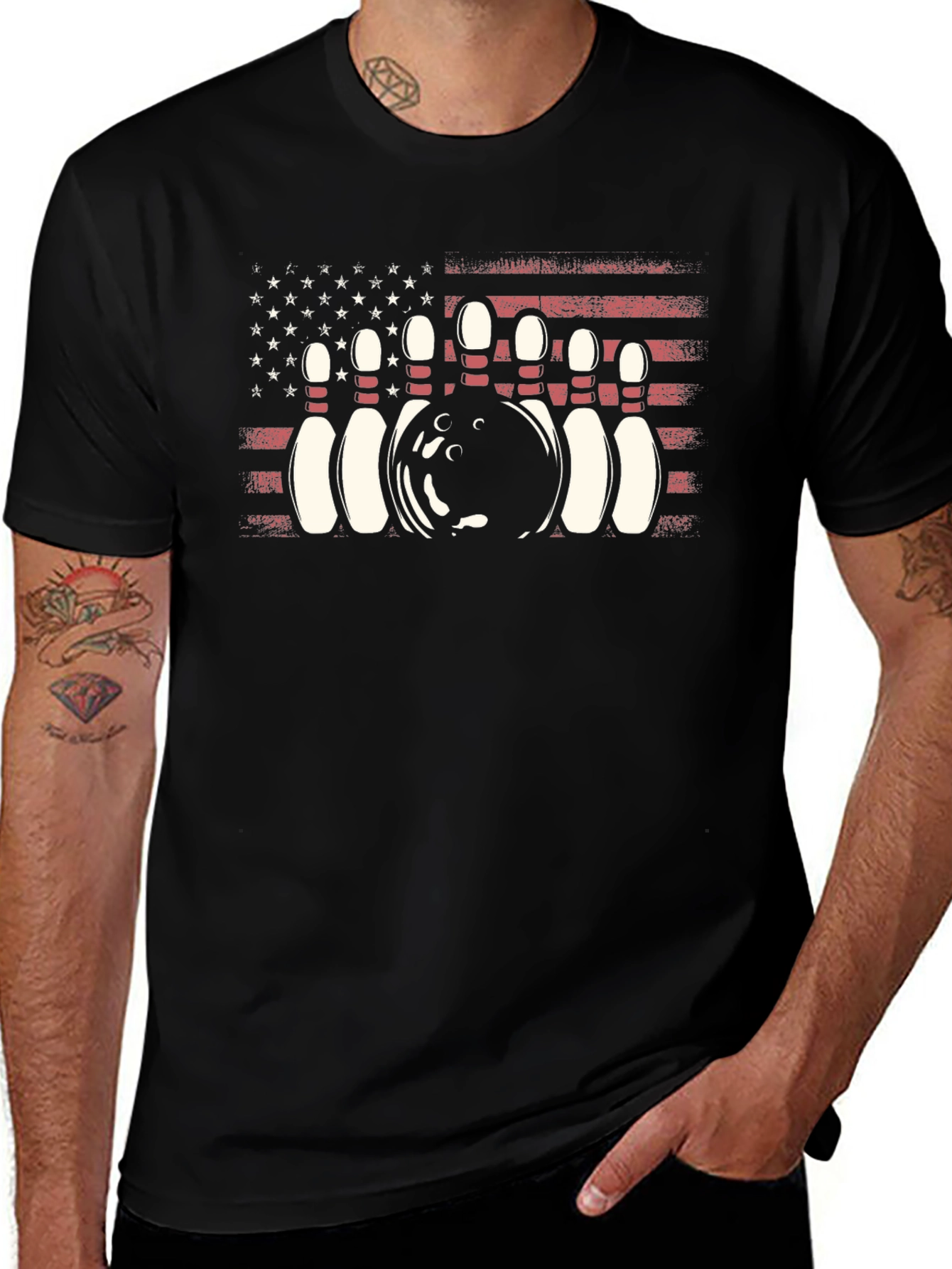 Variant 22 of Bowling USA Flag Graphic T-Shirt