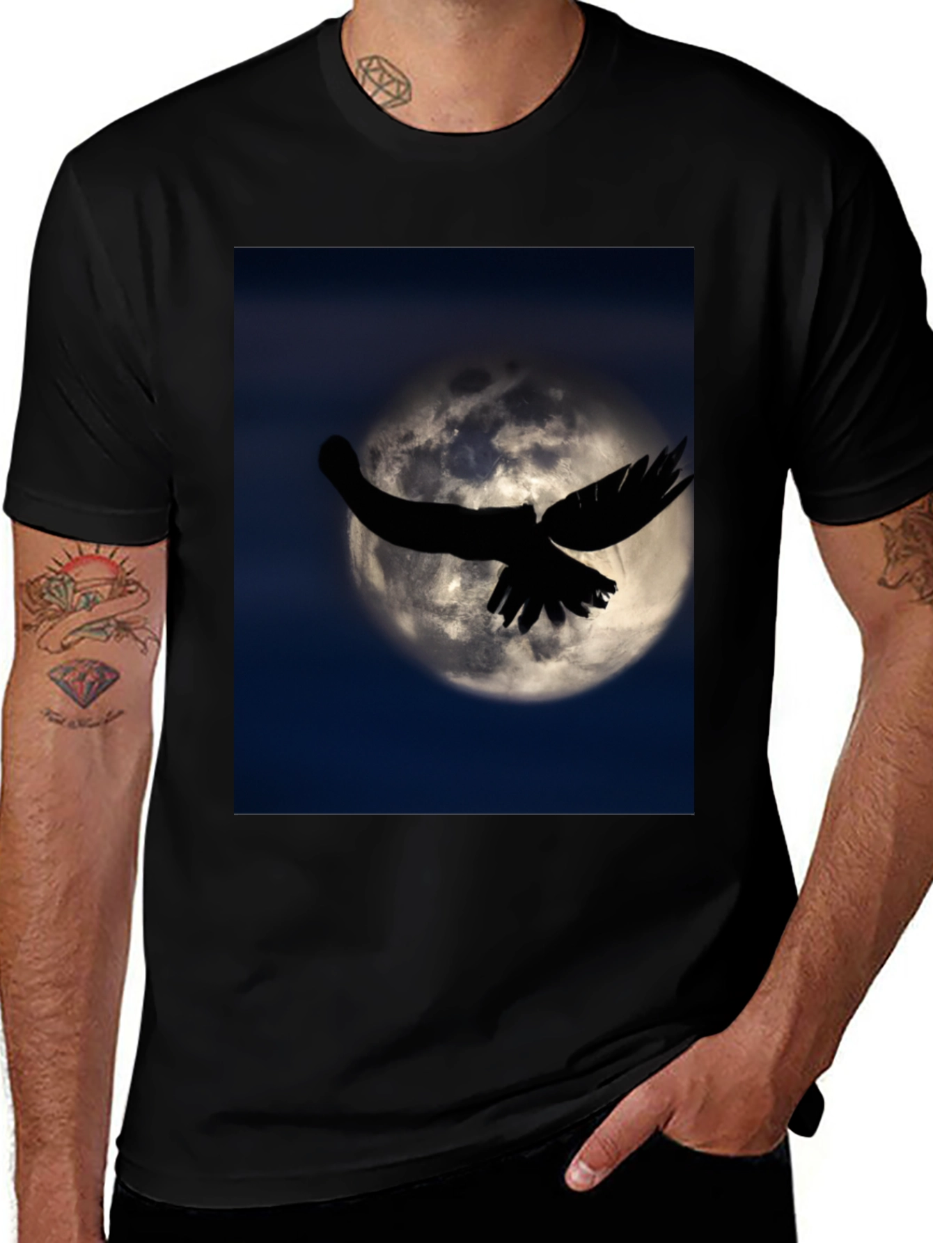 Variant 30 of Raven Moon Graphic Black T-Shirt