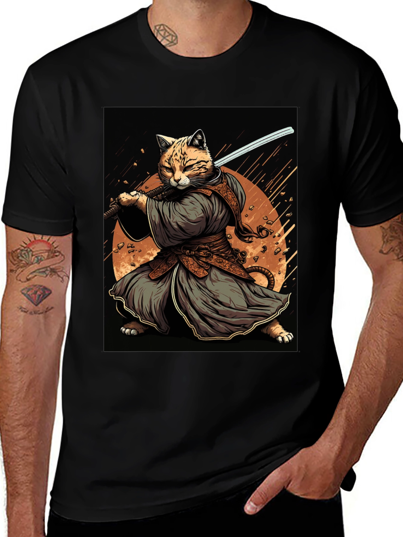 Variant 6 of Samurai Cat T-Shirt