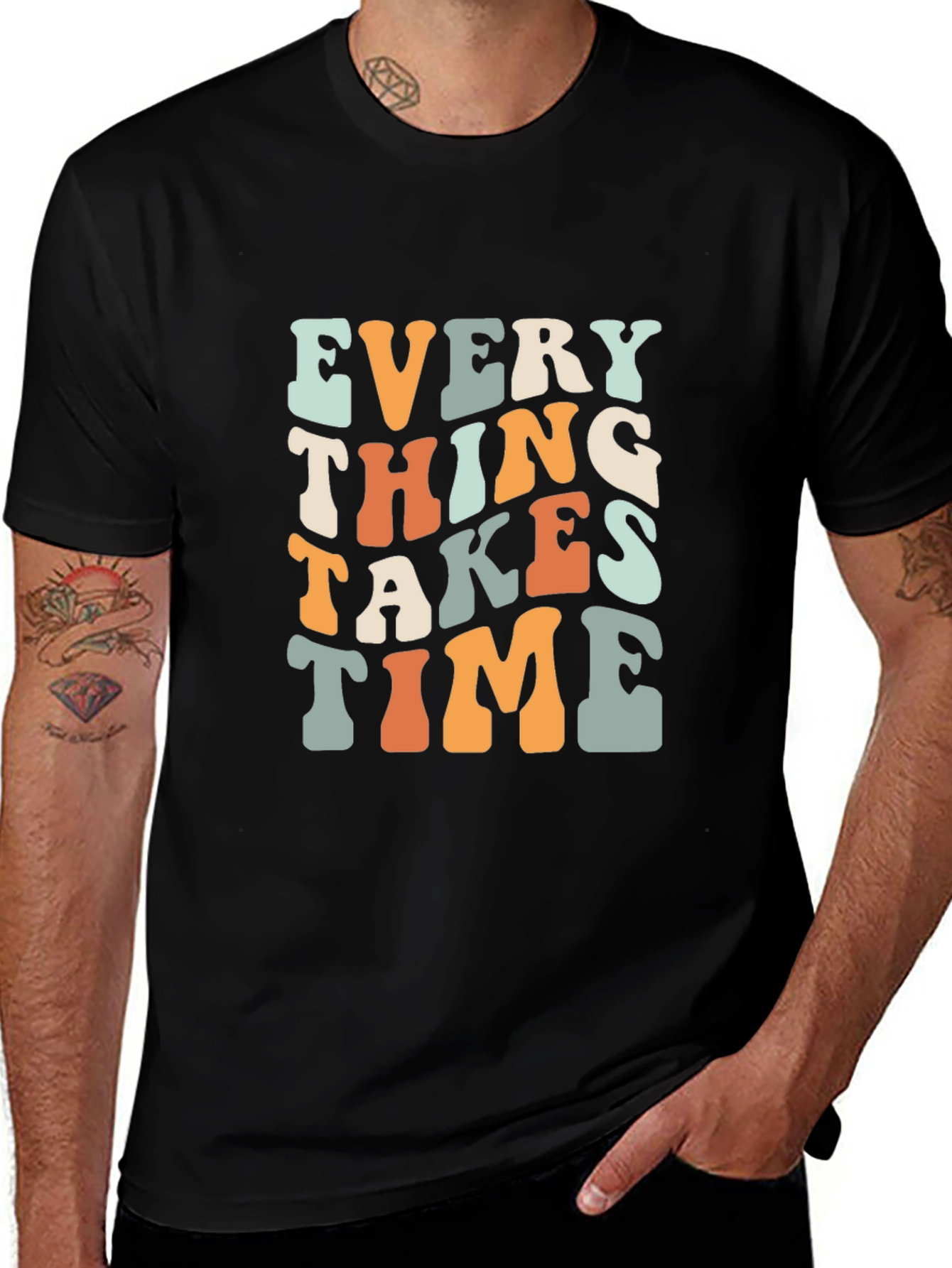 Variant 22 of Everything Takes Time Retro Graphic T-Shirt