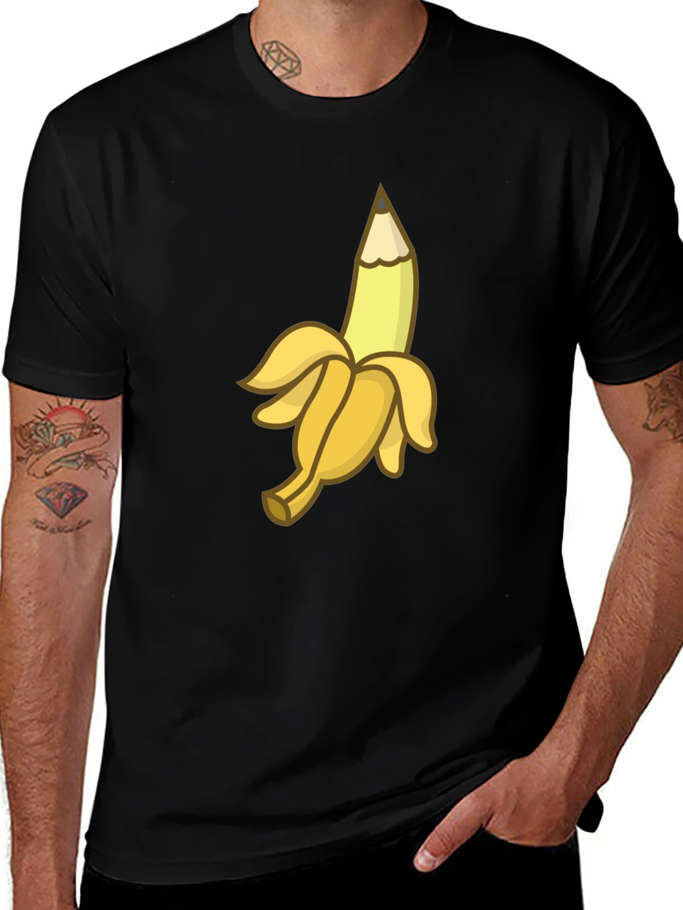 Variant 6 of Banana Pencil Black T-Shirt - Unisex