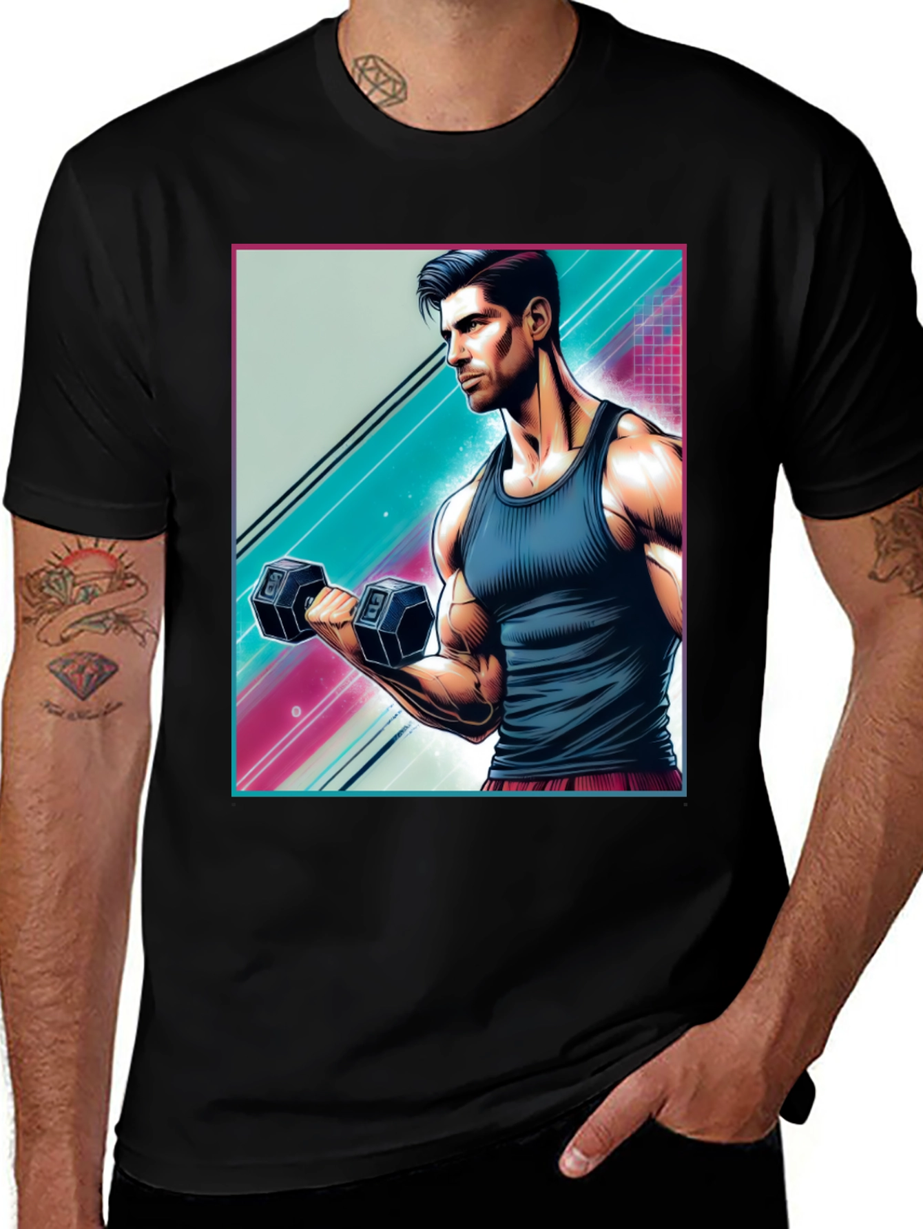 Variant 19 of Retro Fitness Graphic Tee - Workout Vibes