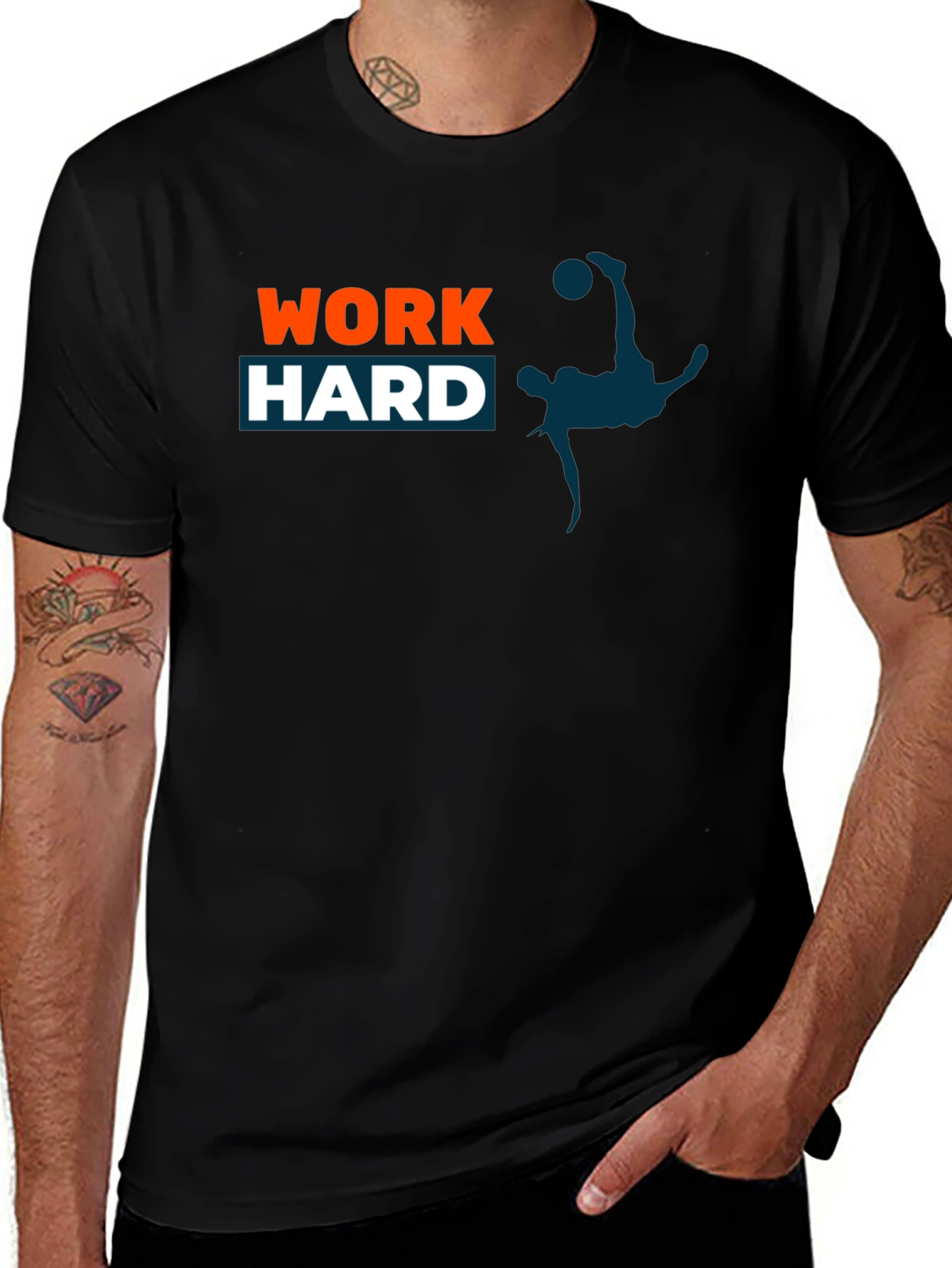 Variant 6 of Work Hard Soccer Graphic Tee - Black