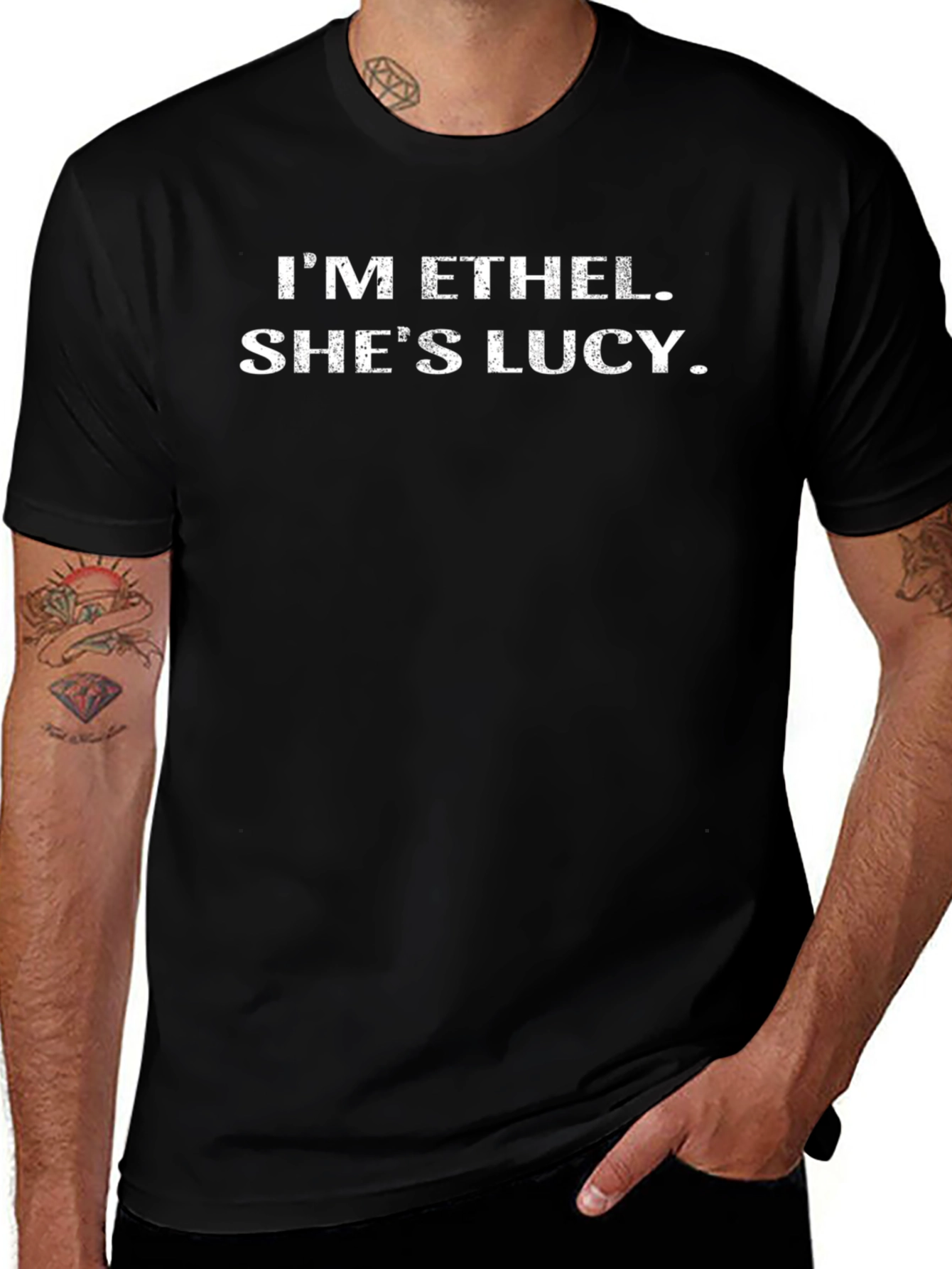 Variant 3 of I'm Ethel She's Lucy Black Cotton T-Shirt