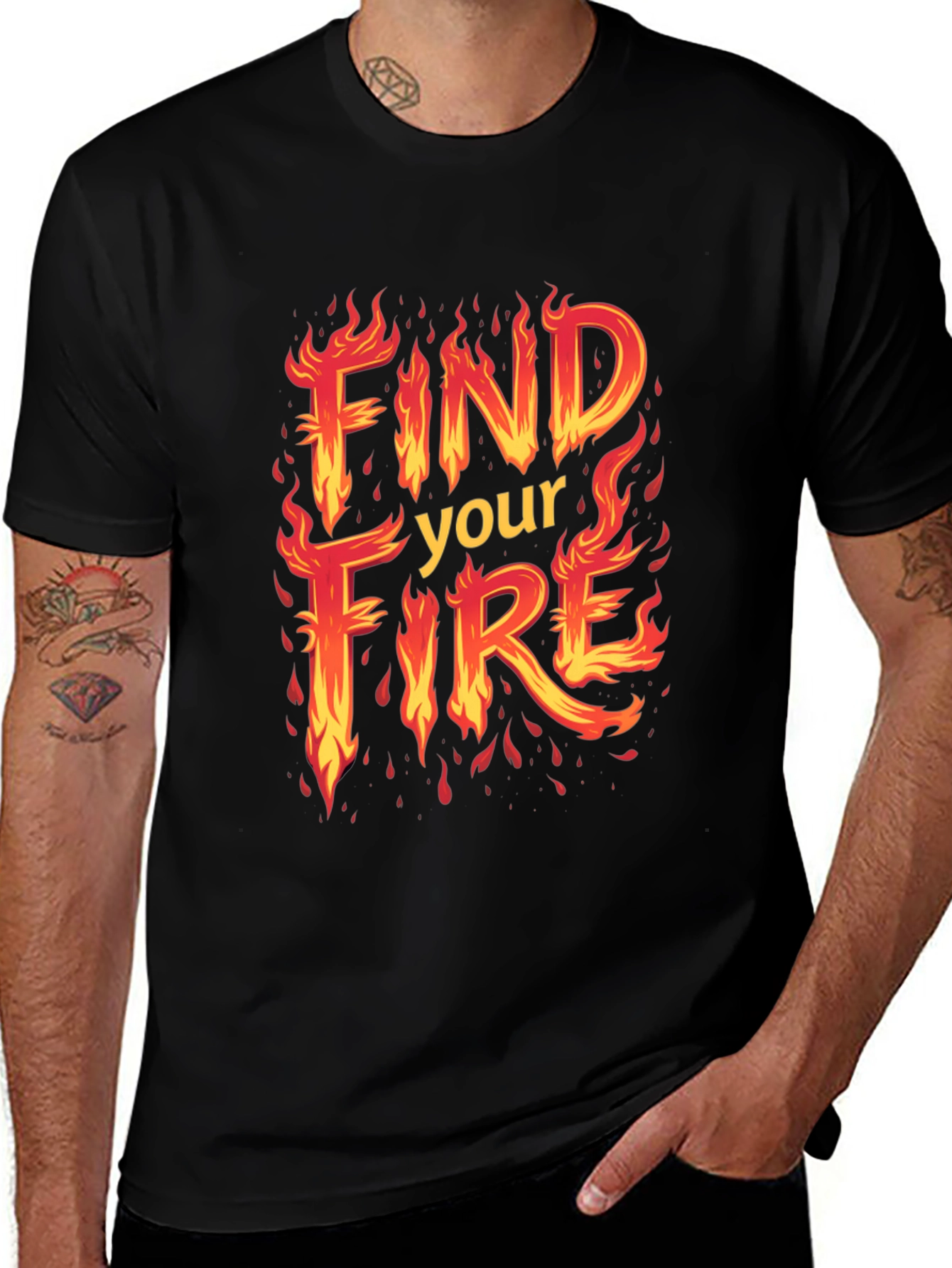 Variant 7 of Find Your Fire Graphic Tee - Black Cotton T-Shirt