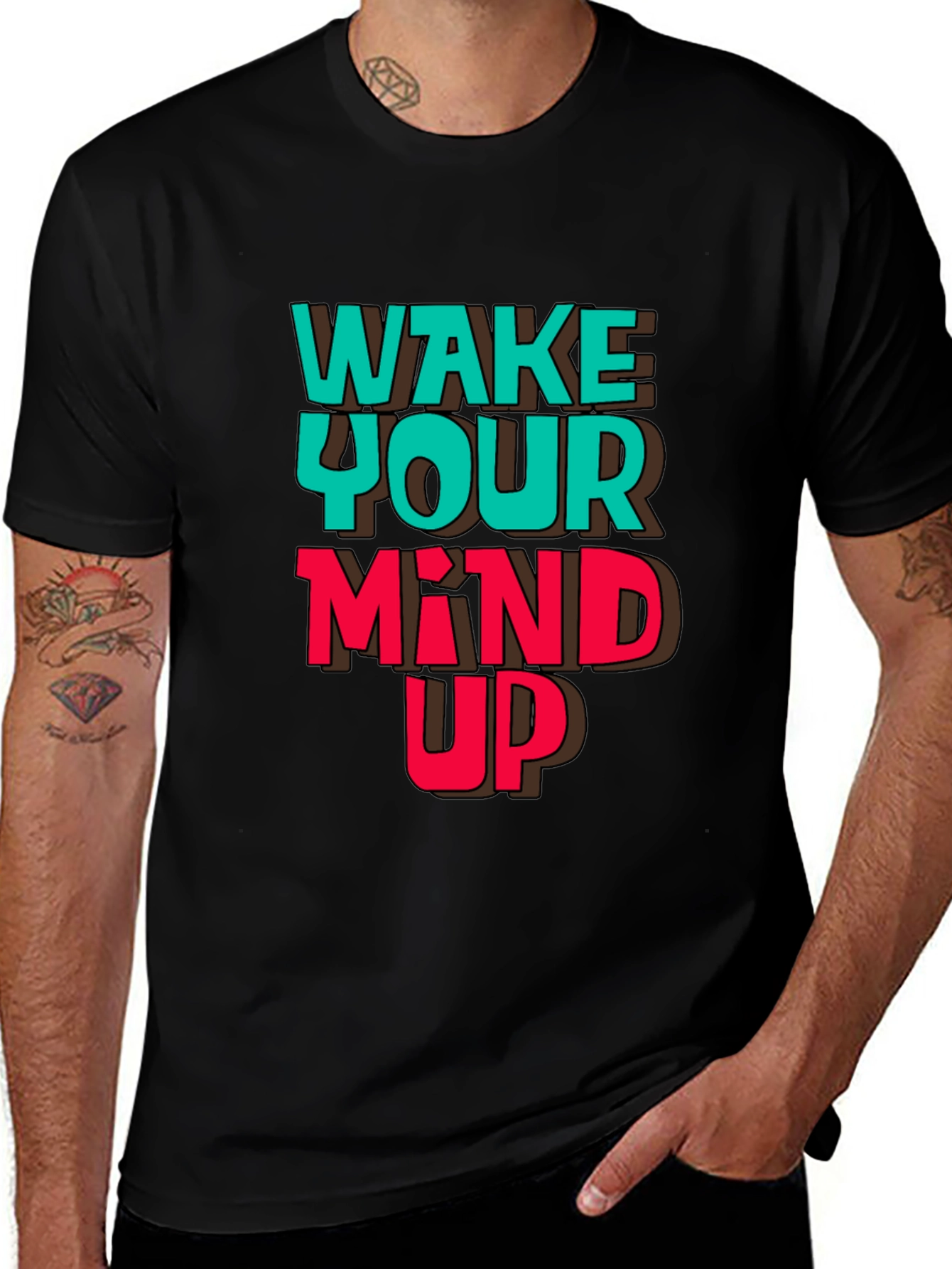 Black Wake Your Mind Up Graphic Tee - Black main image