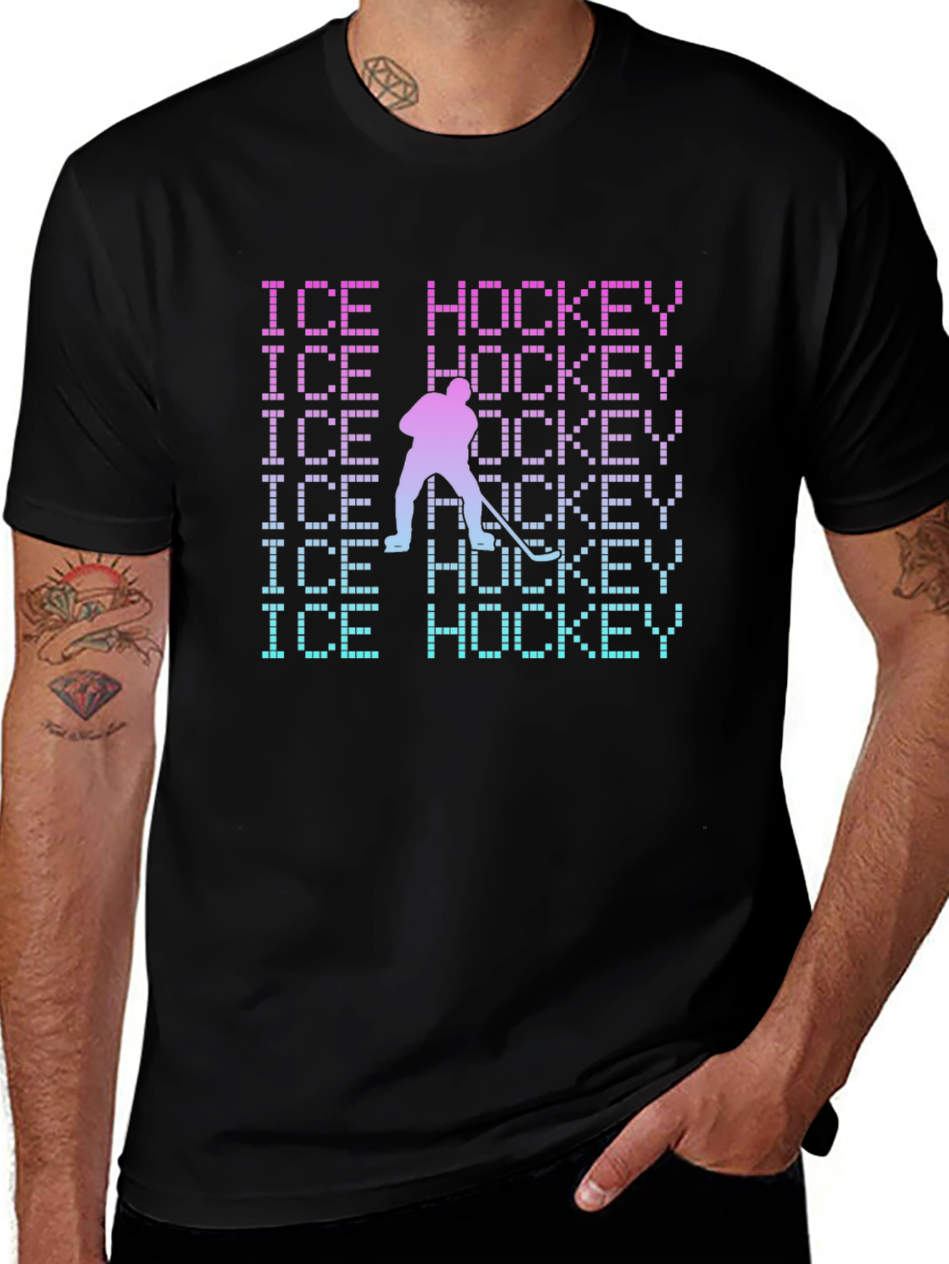 Ice Hockey Pixel Art Graphic Tee