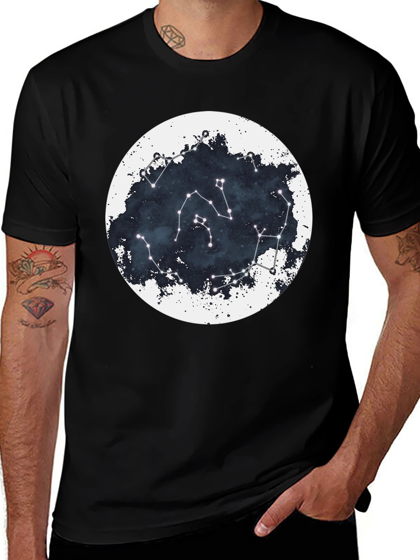 Variant 10 of Constellation Graphic Black T-Shirt