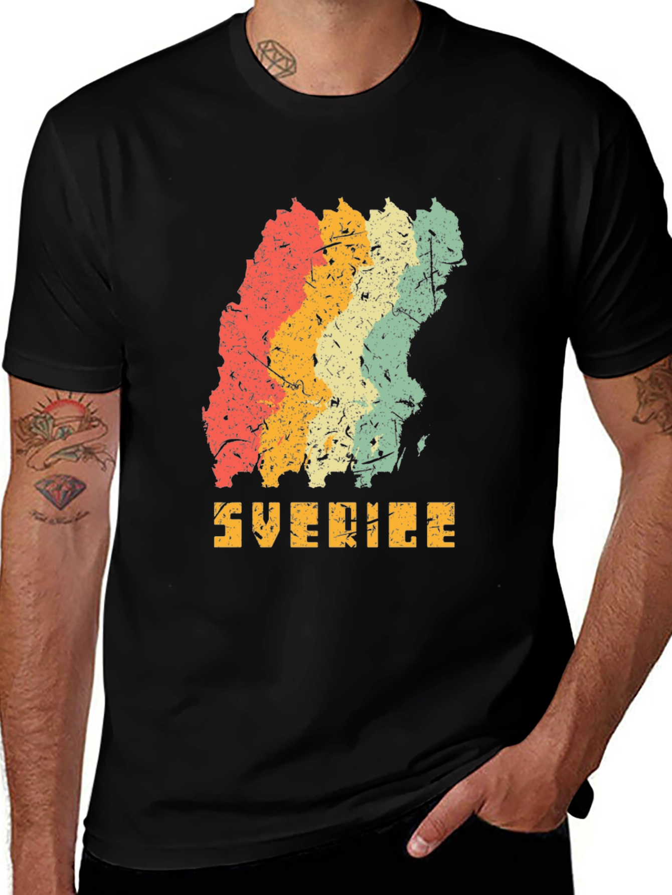 Retro Sweden Map T-Shirt - Vintage Sverige Design