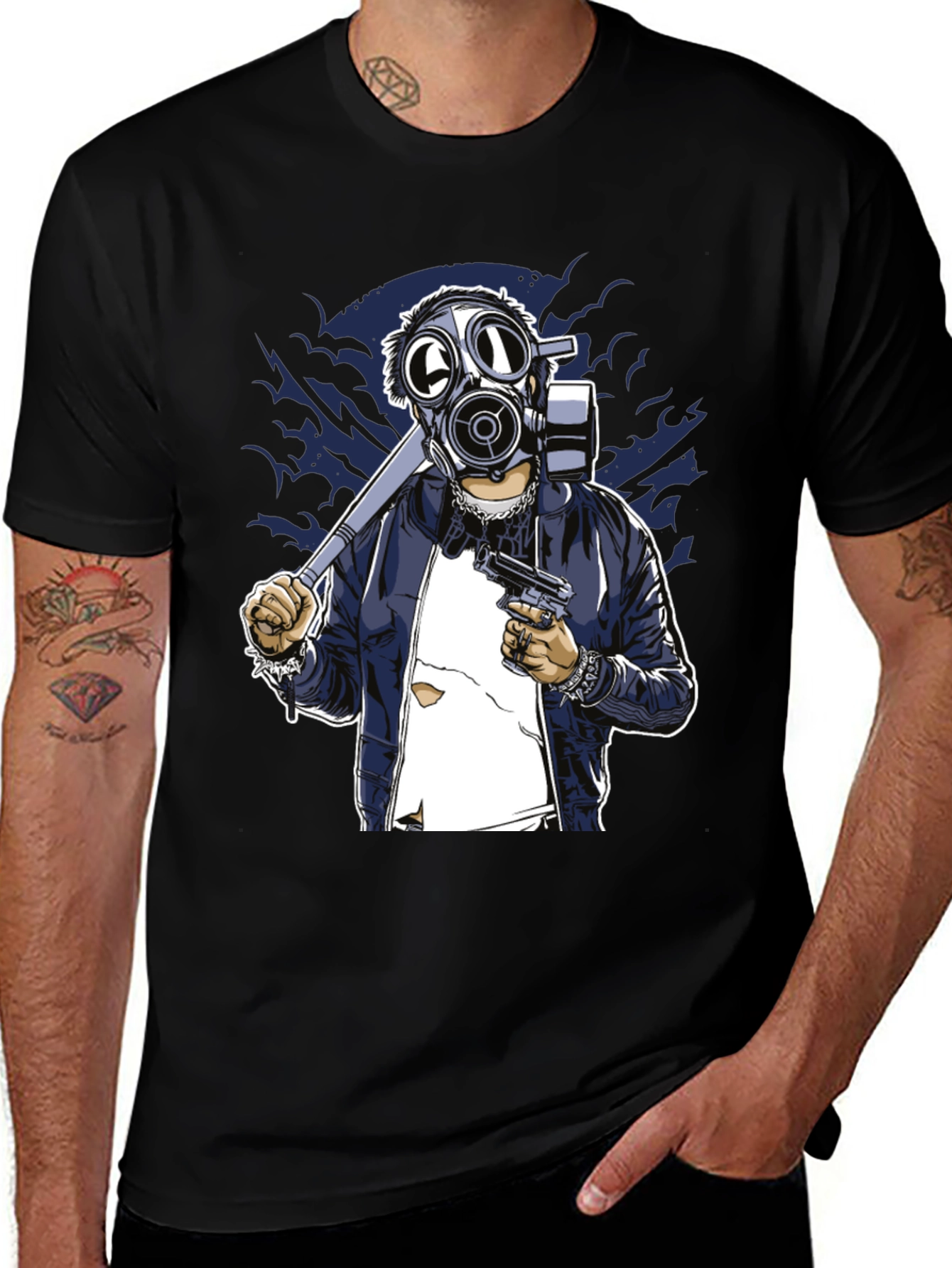 Black Gas Mask Graphic T-Shirt - Edgy Streetwear Tee main image