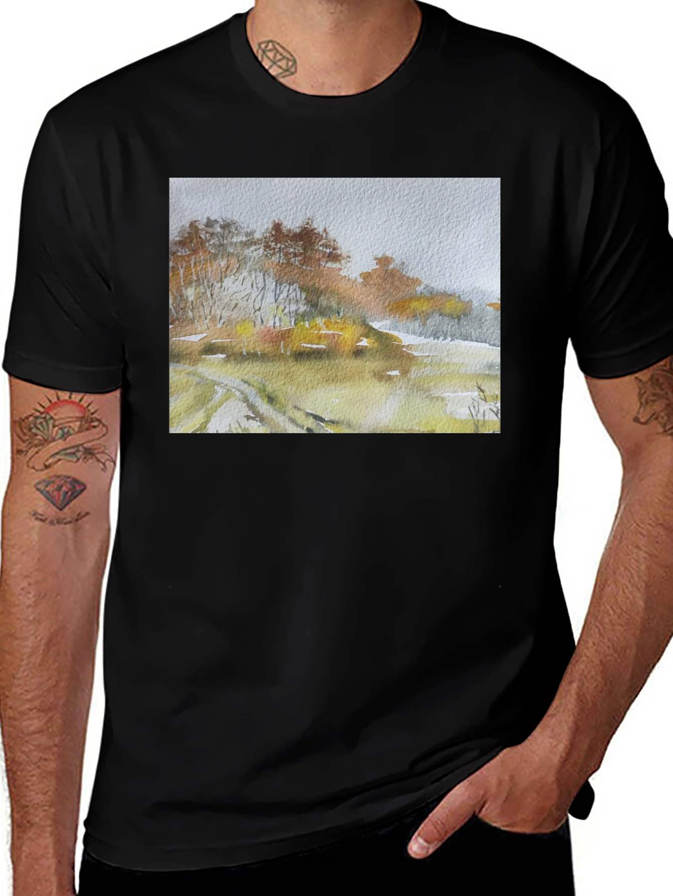 Variant 19 of Watercolor Landscape Print Tee