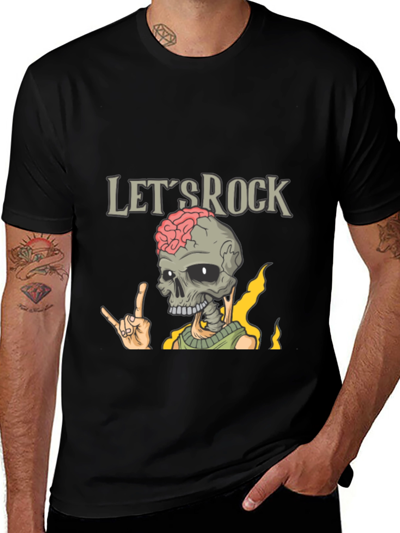 Black Let's Rock Skeleton T-Shirt main image