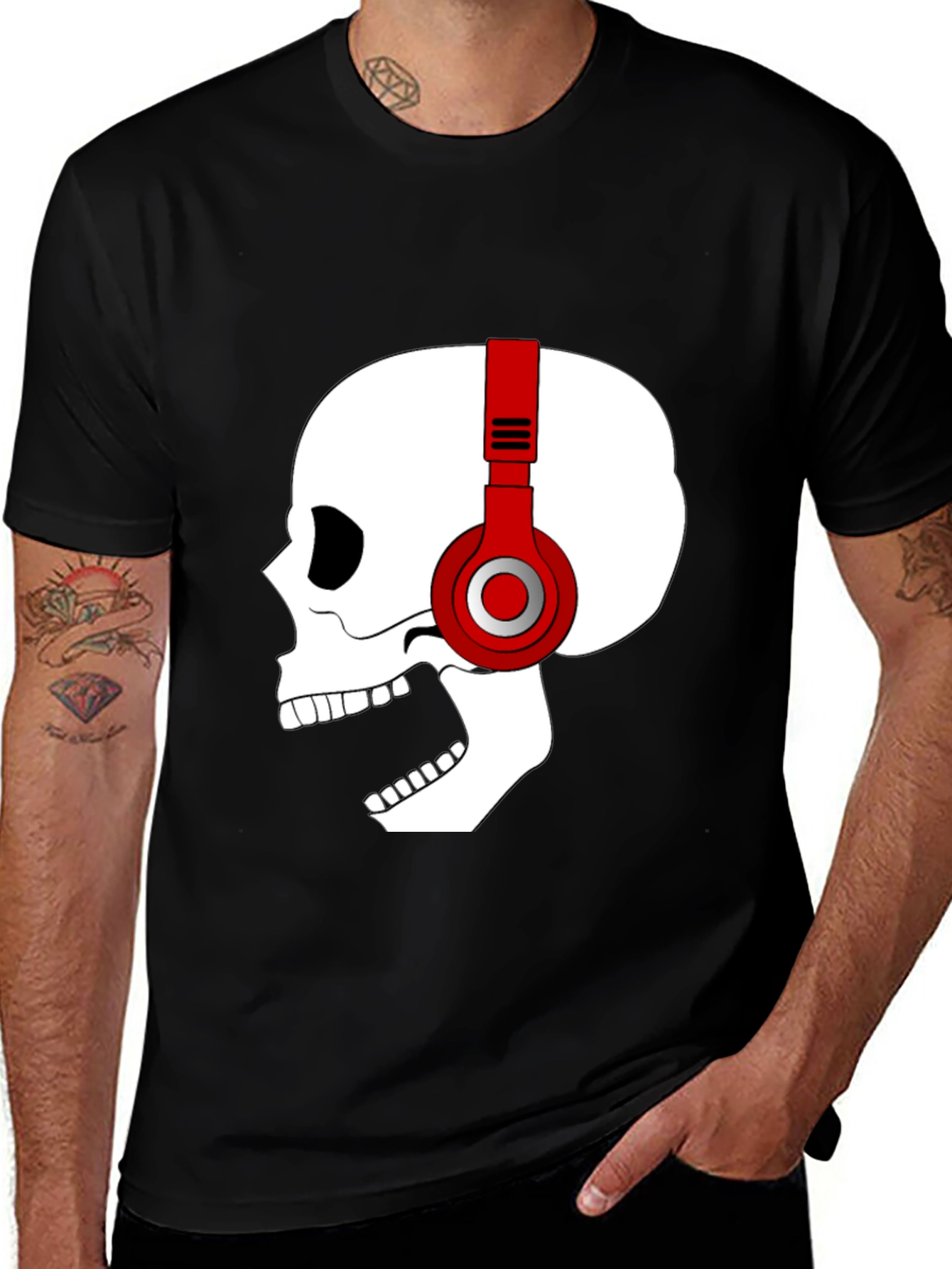 Variant 8 of Skull with Headphones Graphic T-Shirt