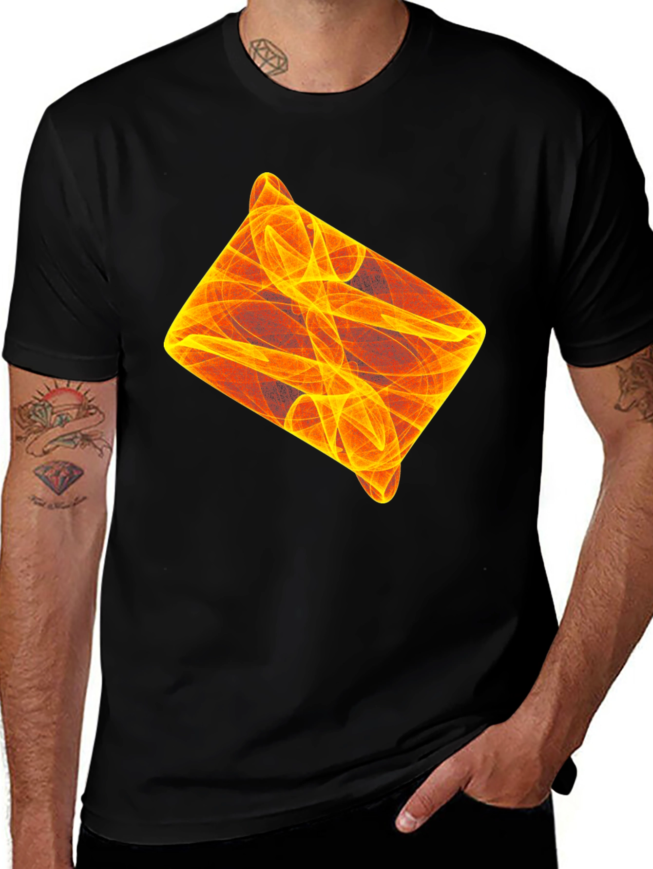 Variant 14 of Abstract Flame Design Black T-Shirt