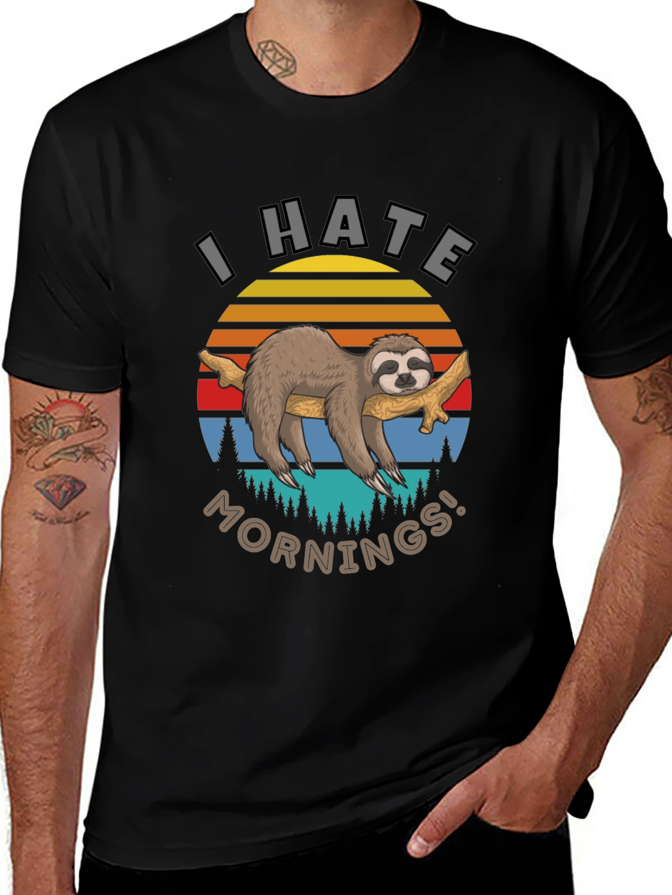 Variant 3 of I Hate Mornings Sloth Graphic T-Shirt