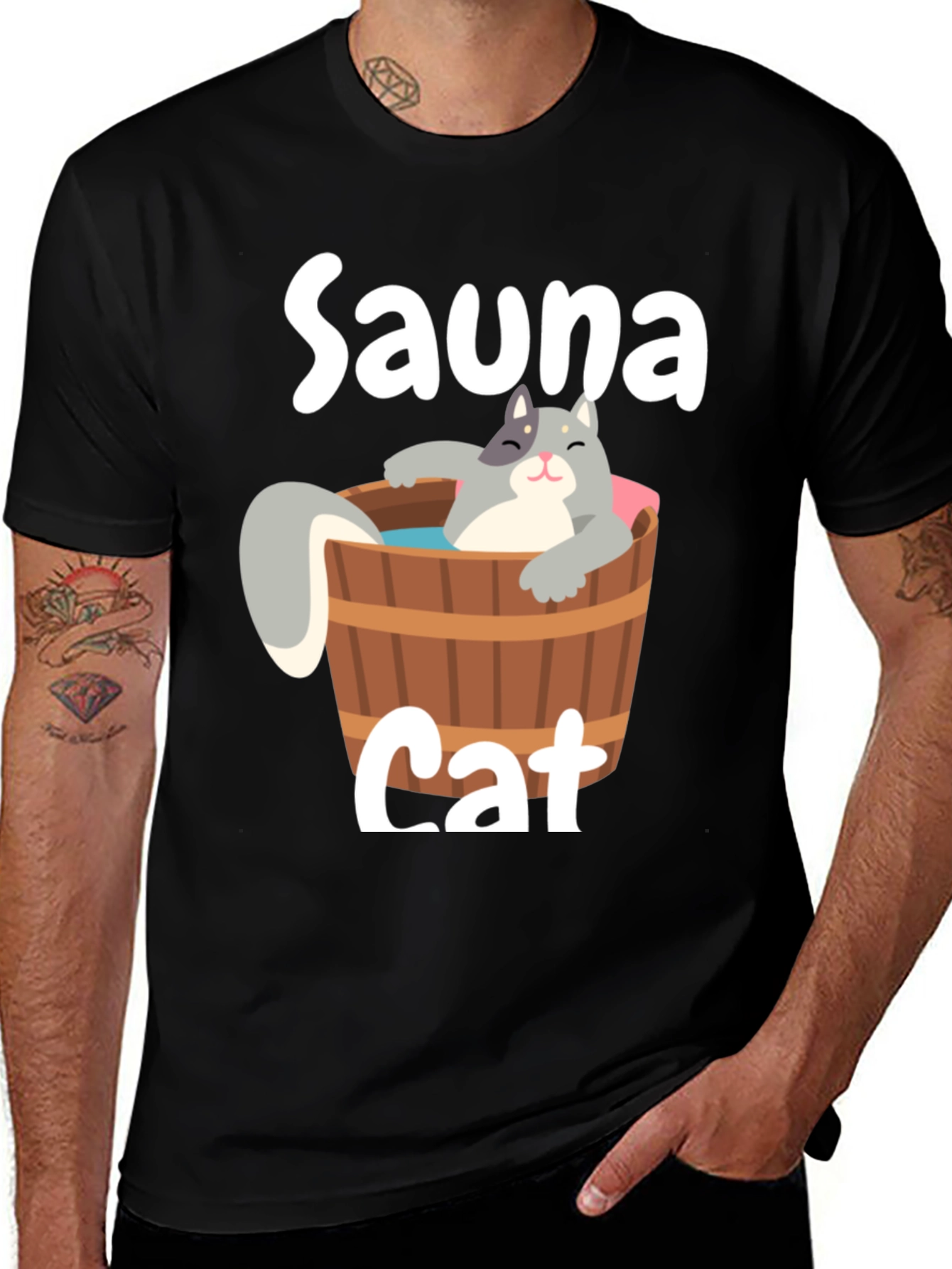 Variant 2 of Sauna Cat T-Shirt - Relaxing Feline Fun