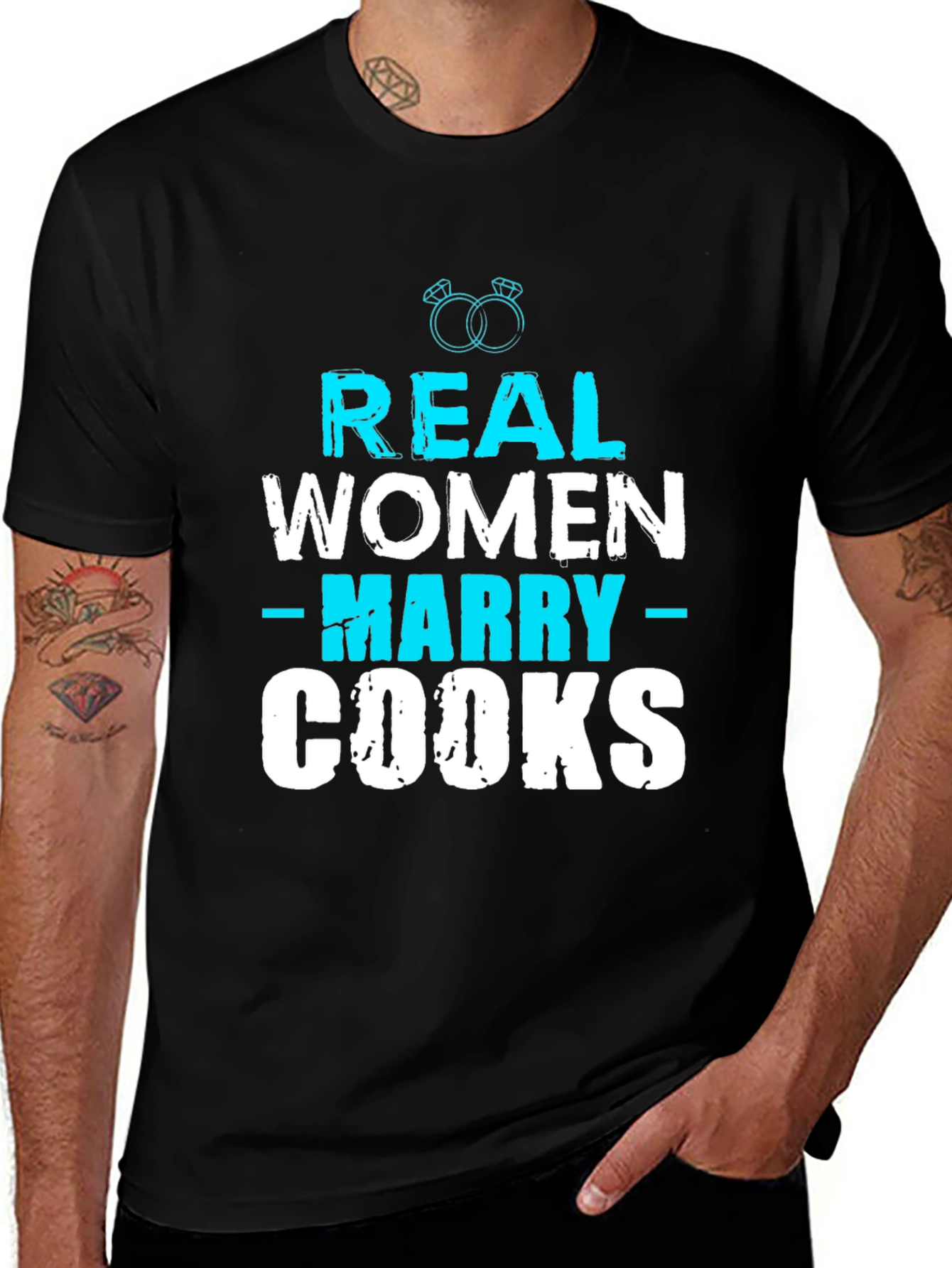 Variant 28 of Real Women Marry Cooks Graphic Tee - Black T-Shirt