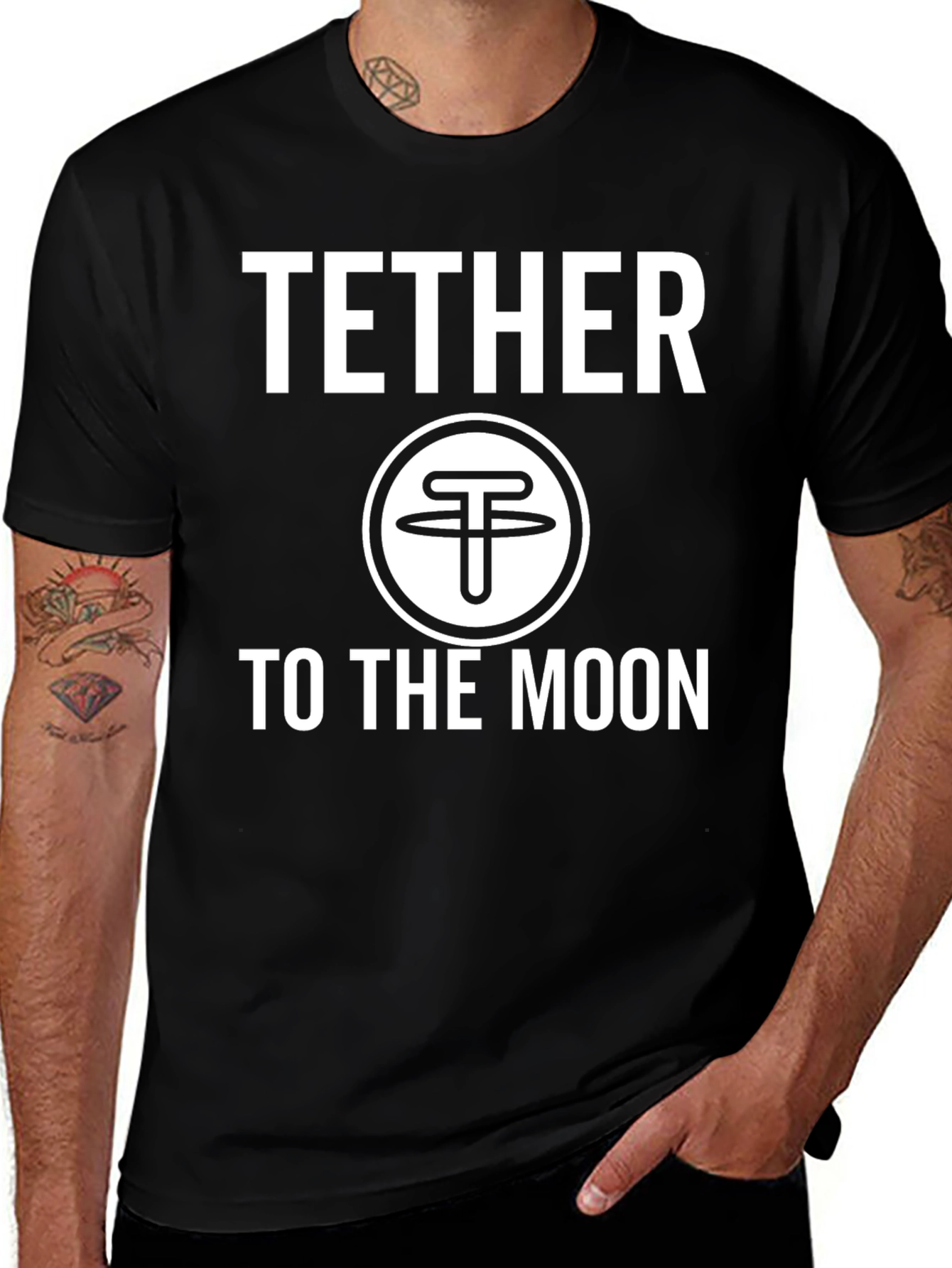 Tether to the Moon Crypto T-Shirt - Black