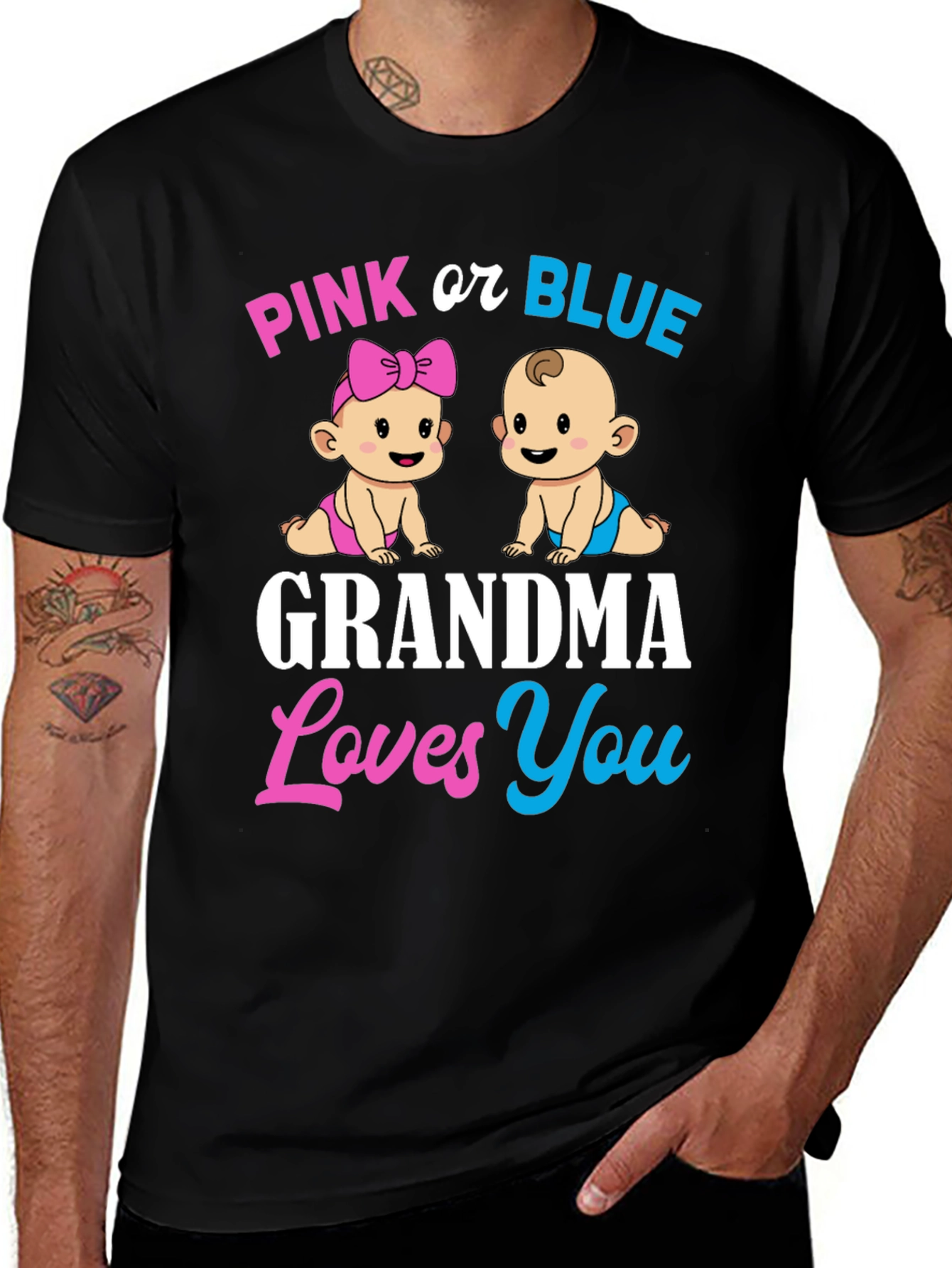 Variant 20 of Pink or Blue Grandma Loves You T-Shirt